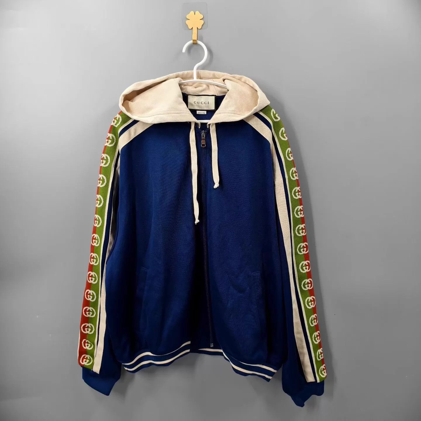 Gucci Gucci Deep Blue Side Logo Stripe Panel Zip Jacket S Size US S / EU 44-46 / 1 - 1 Thumbnail