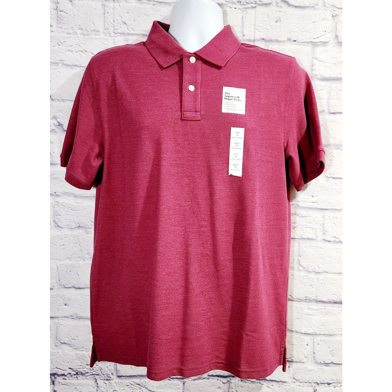 Other Sonoma Burgundy Supersoft Pique Polo Medium New With Tags Size US M / EU 48-50 / 2 - 1 Thumbnail