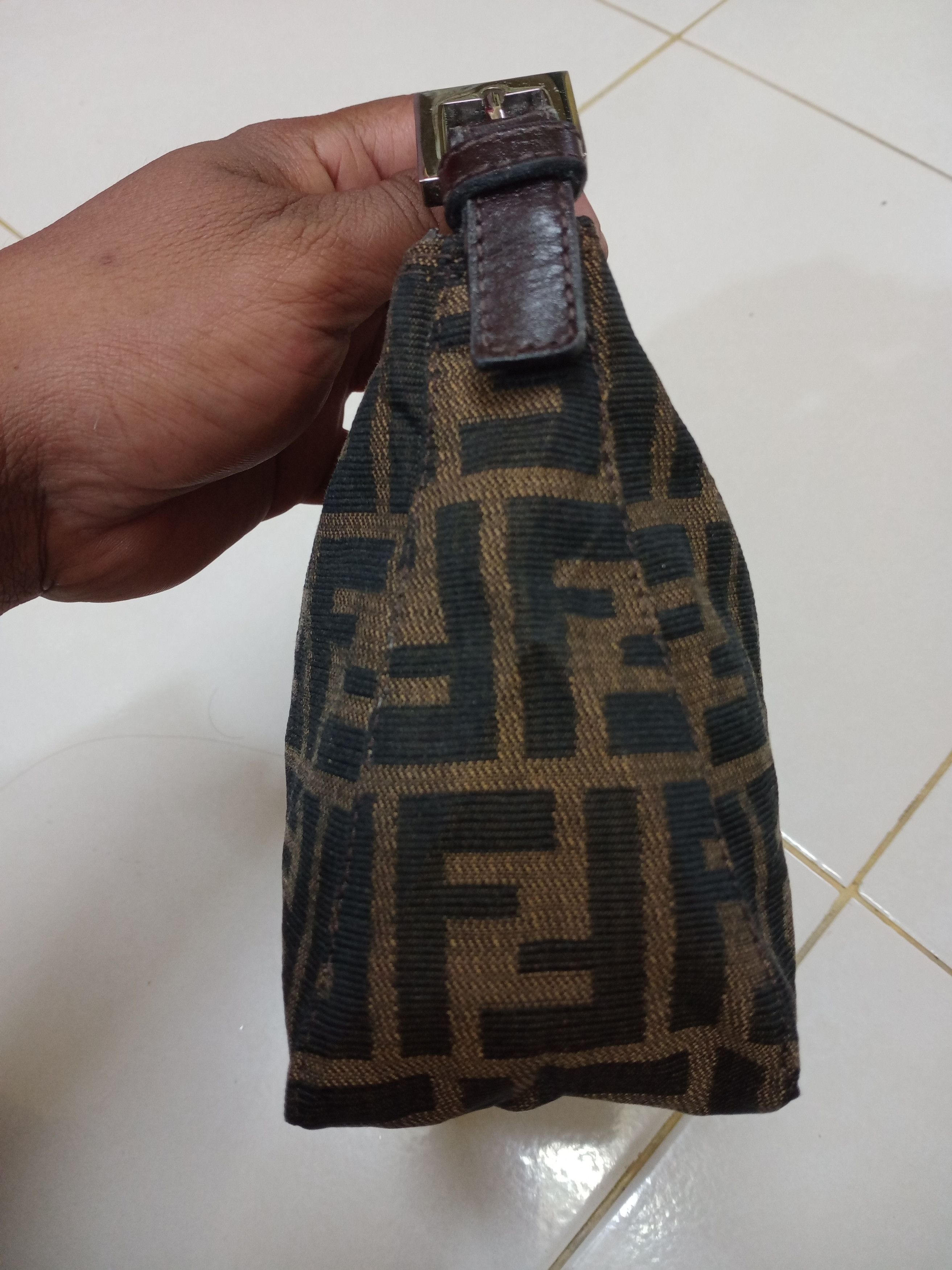 Fendi Vintage FENDI Zucca Canvas Mini Hand Bag Brown Black Size ONE SIZE - 9 Thumbnail
