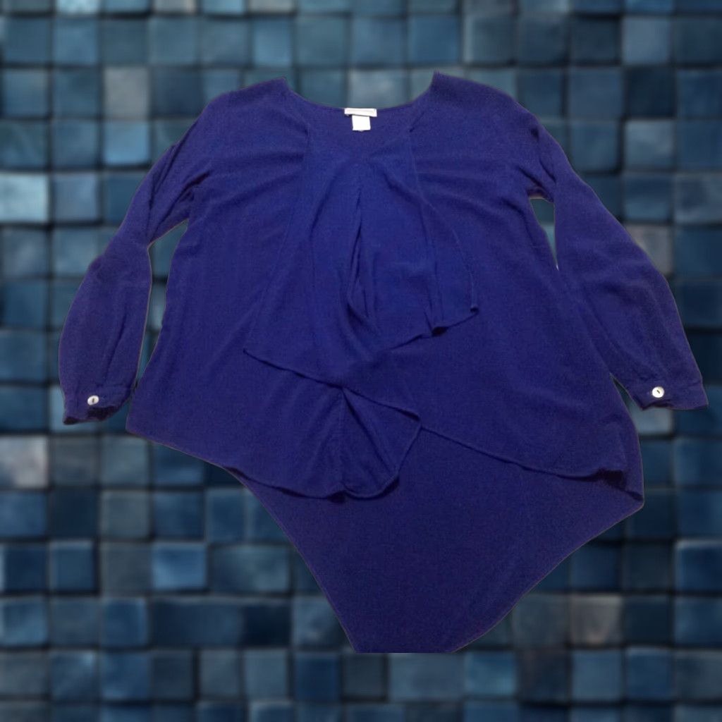 Soft Surroundings Soft Surroundings Shirt Womens Medium Blue V-Neck Long Sleeve Rayon Blouse Size M / US 6-8 / IT 42-44 - 1 Thumbnail