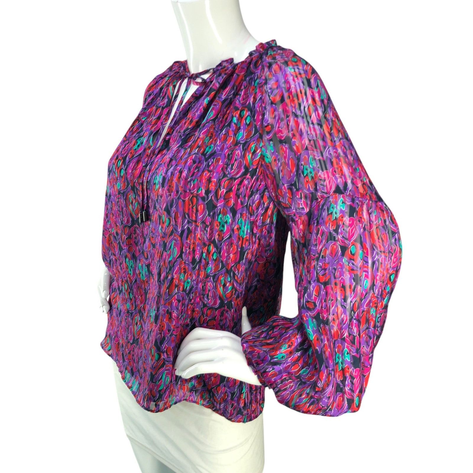 Ramy Brook Ramy Brook Sz S Top Luanne Leaf Stripe Print Ruffled Keyhole Size S / US 4 / IT 40 - 4 Thumbnail