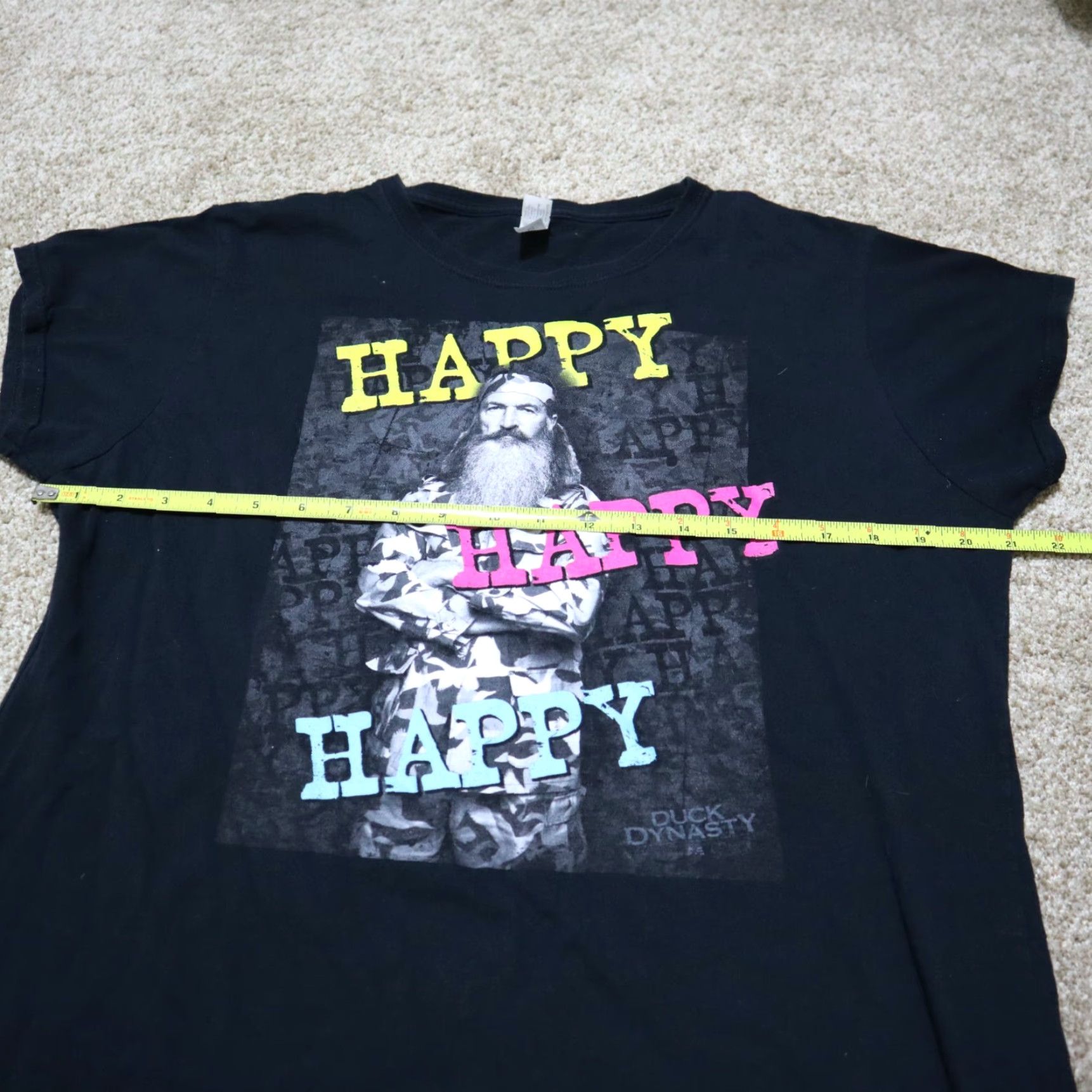 Gildan VINTAGE Duck Dynasty "Happy Happy Happy" Phil Robertson Shirt Women 2XL XXL Black Crew Neck Short Sleeve Graphic Tee 100% Cotton Gildan Ladies Size XXL / US 16-18 / IT 52-54 - 3 Thumbnail