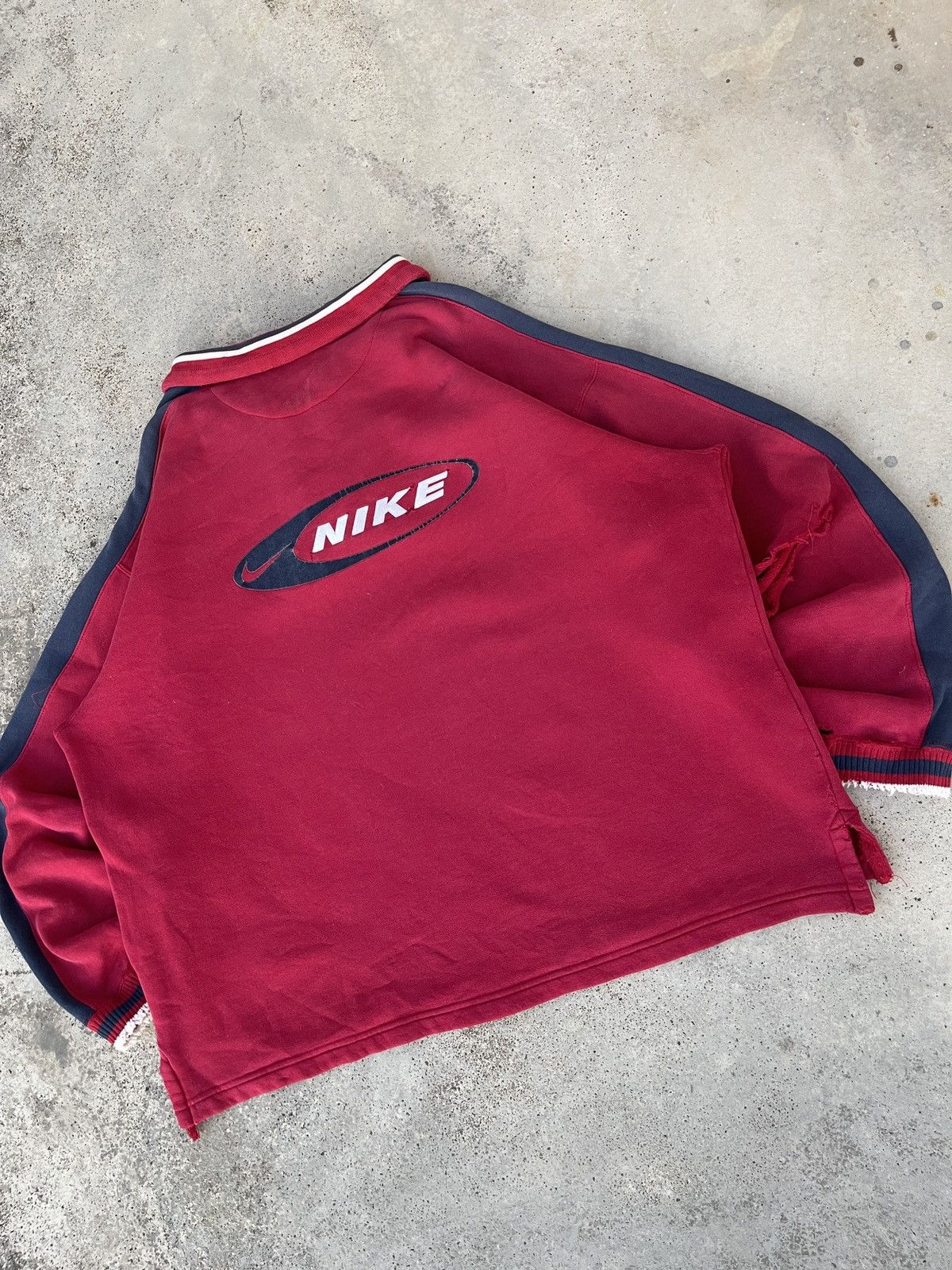 Nike × Vintage Vintage 90s Distressed Nike Half Zipper Sweatshirt Size US XXL / EU 58 / 5 - 4 Thumbnail