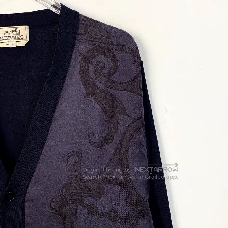 Hermes Hermes Purple pattern print V-neck single-breasted long-sl Size M / US 6-8 / IT 42-44 - 3 Thumbnail