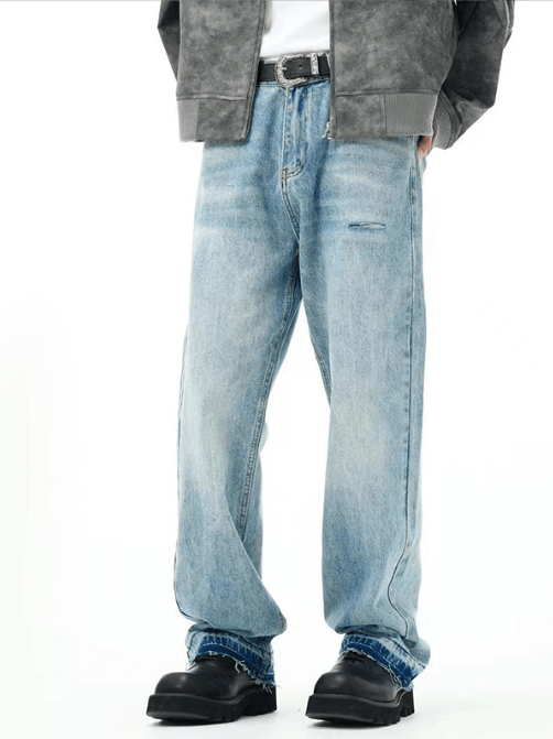 Japanese Brand × Jean Street fashion washed straight versatile ripped jeans y2k Size US 32 / EU 48 - 1 Thumbnail
