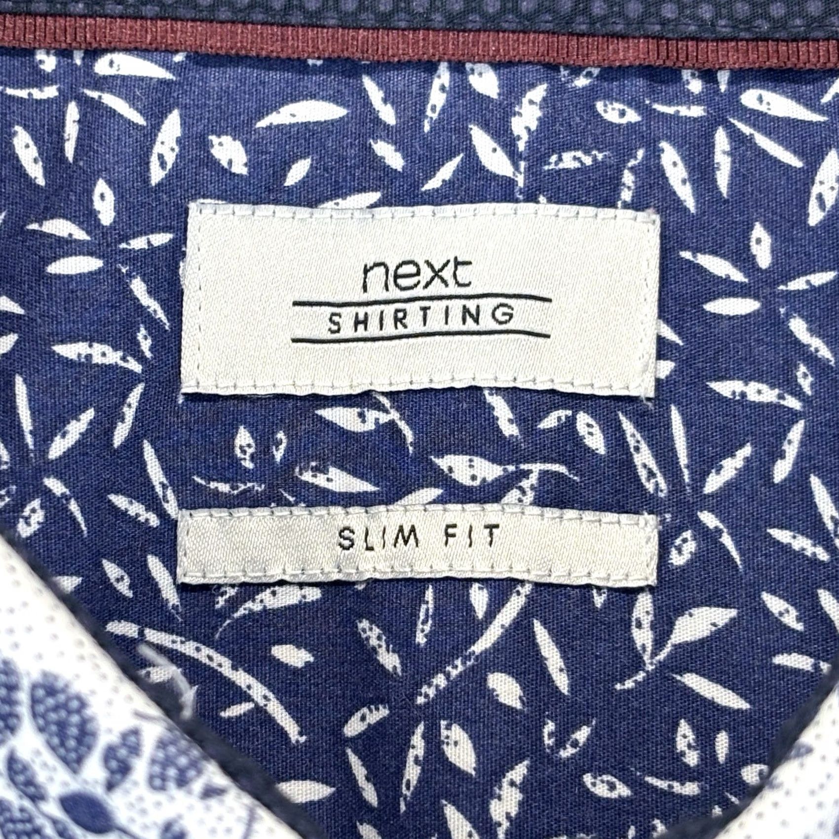 NEXT NEXT Slim Fit Shirt Mens 17/43 Navy White Floral Print Dress Shirt Long Sleeve Collared Button Formal Vintage No Size US XL / EU 56 / 4 - 6 Thumbnail