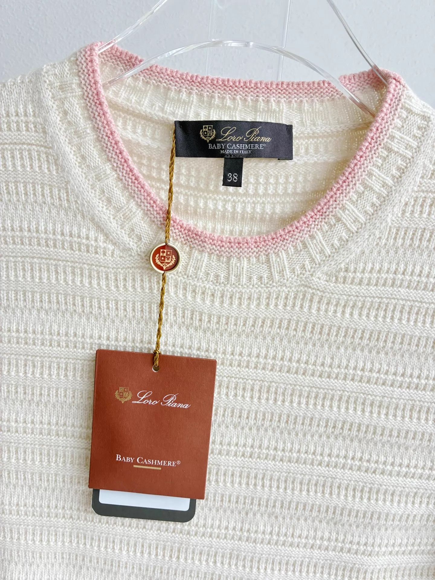 Loro Piana Loro Piana cashmere knit cream pink trim FR38 tee Size S / US 4 / IT 40 - 4 Thumbnail