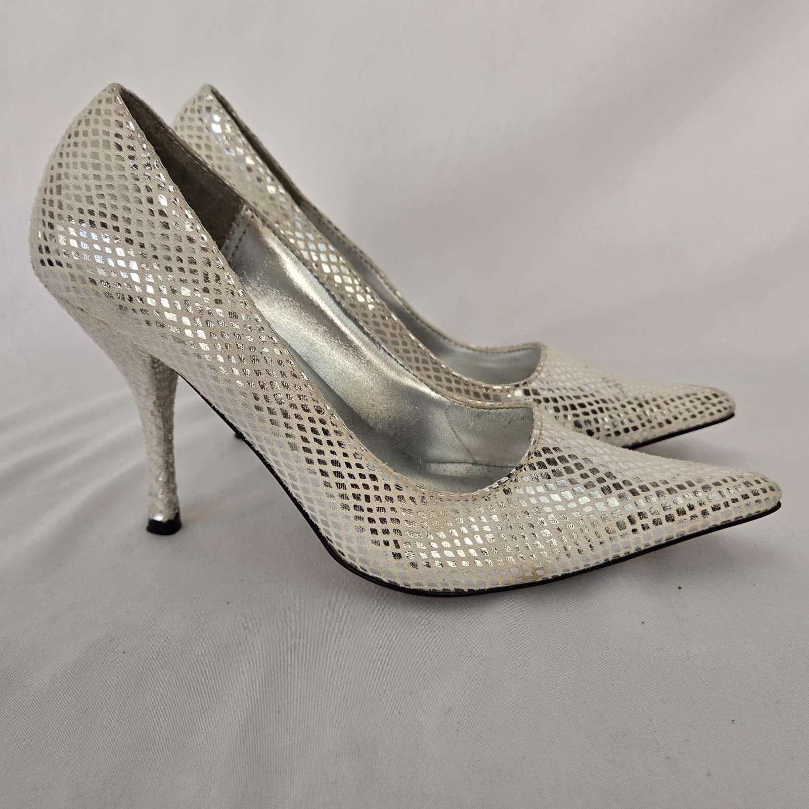 Pulse Metalic Silver High Heels by PULSE 6 Snakeskin pattern Size US 6 / IT 36 - 1 Thumbnail