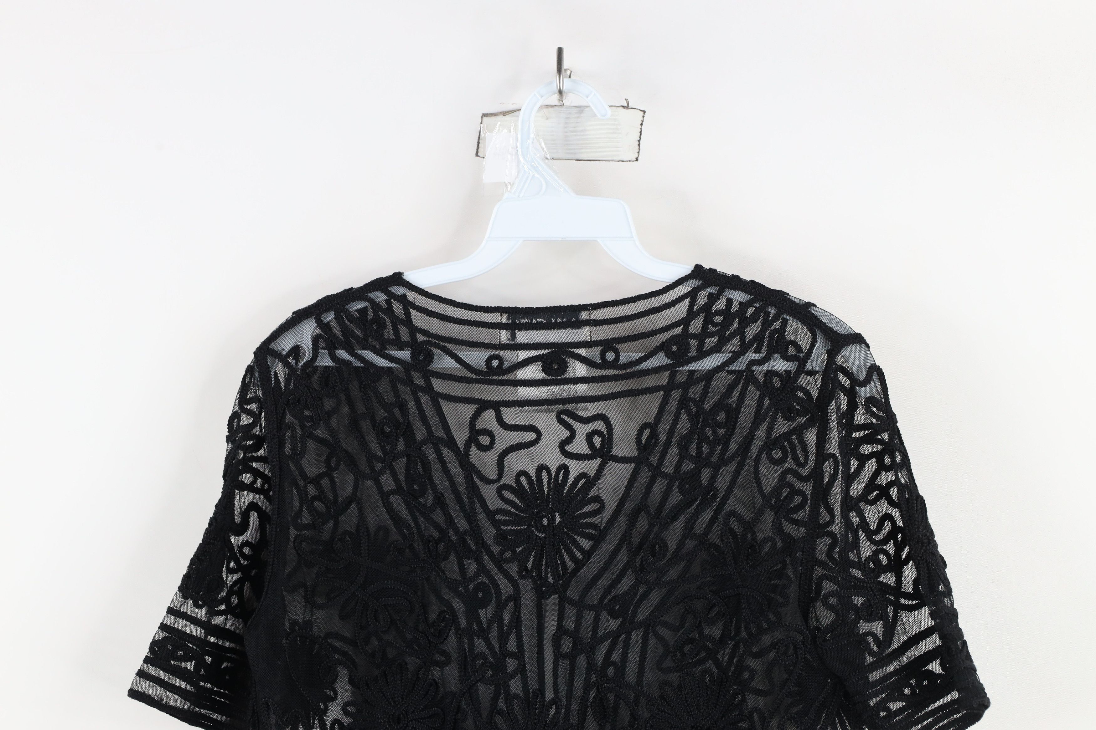 Vintage Vintage 90s Babydoll Lace Flower Cardigan Shirt Black Size S / US 4 / IT 40 - 12 Thumbnail