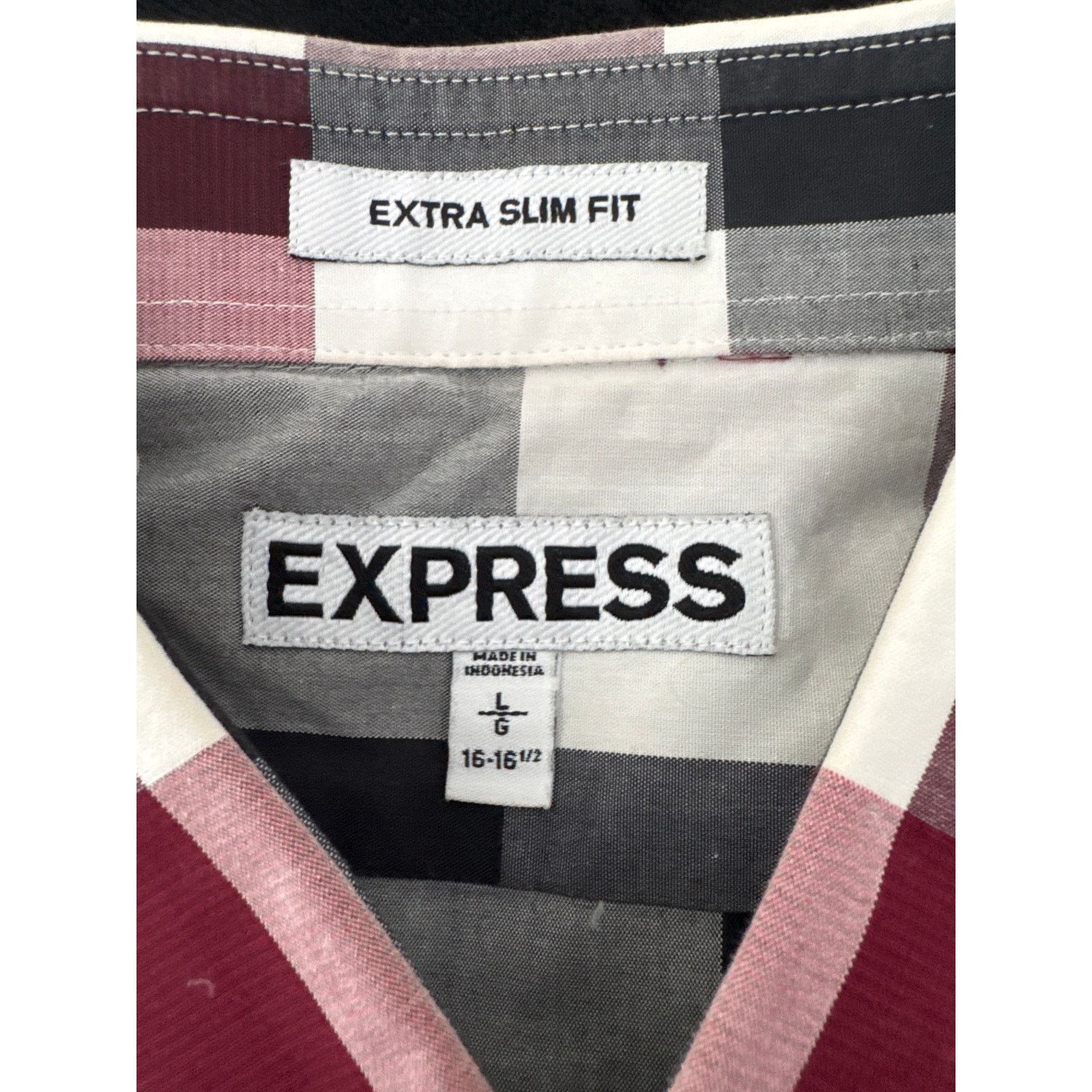 Express EXPRESS Men's cotton Extra Slim Fit Plaid Button Up Shirt Size US L / EU 52-54 / 3 - 5 Thumbnail