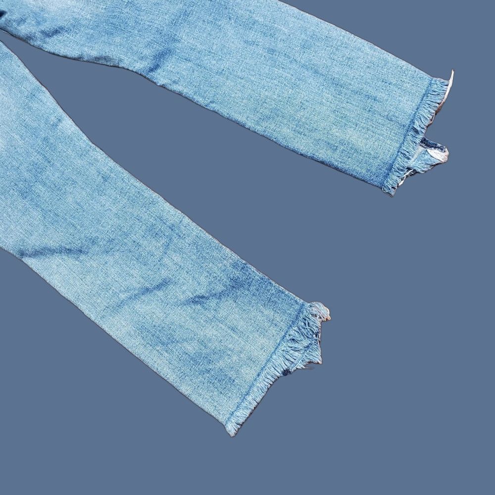 7 For All Mankind 7 For All Mankind Edie Jeans Womens 25 Blue Mid Rise Skinny Frayed Hem Crop Jeans Size 42" / US 20 - 1 Thumbnail