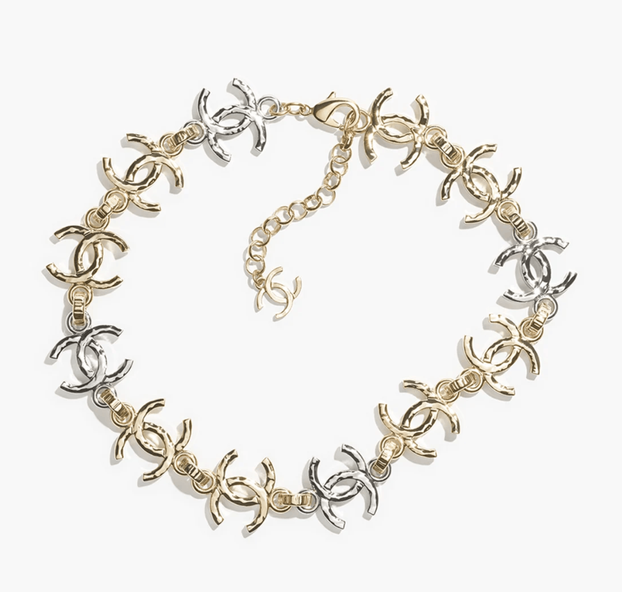 Chanel 26P Gold Silver CC Logo Chain Cuban Choker Necklace