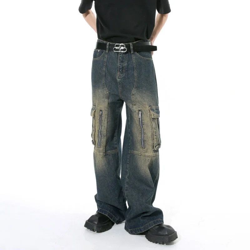 Jean Multi Pocket Retro Blue Baggy Jeans Size US 34 / EU 50 - 1 Thumbnail