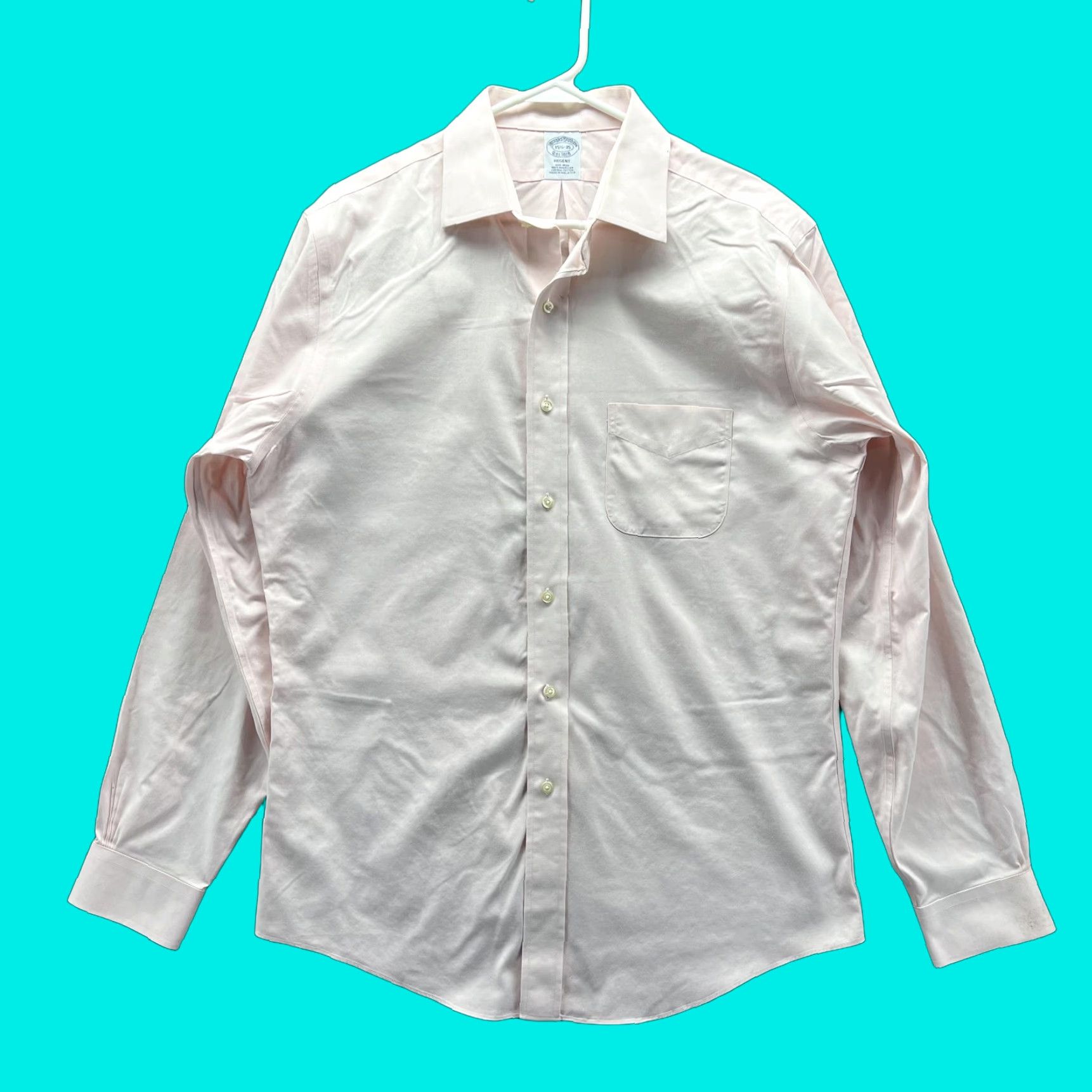 Brooks Brothers Brooks Brothers Dress Shirt Mens 15.5 Pink Solid Slim Regent Non Iron Shirt 34/35 Sleeve Button Cuff Mens Size 42R - 1 Thumbnail