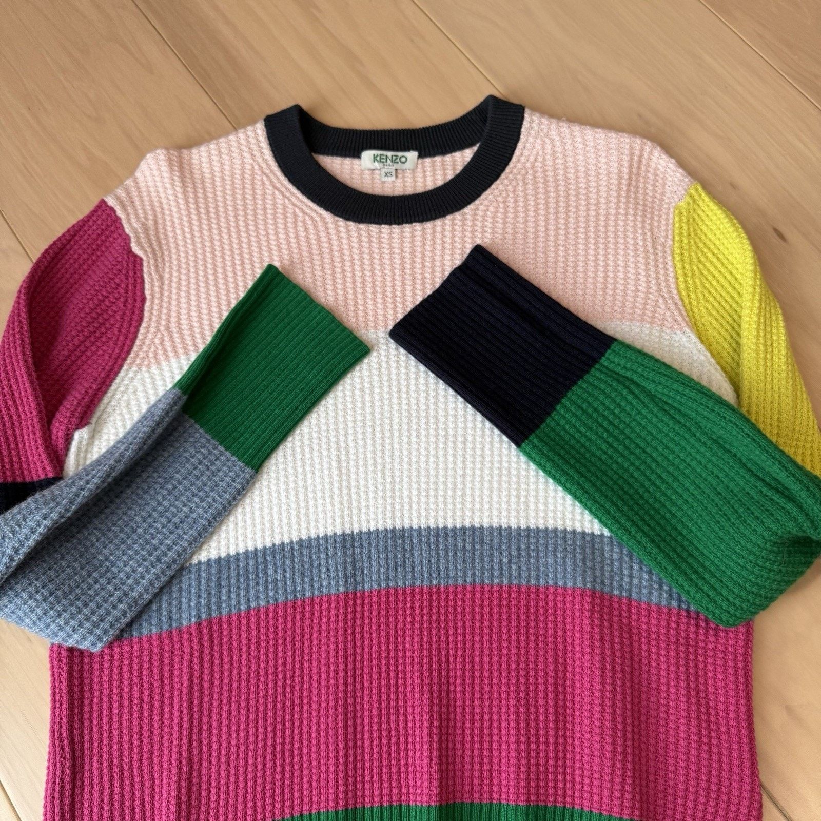 Kenzo Spliced Pullover Women's XS Multicolor Cotton Sweater