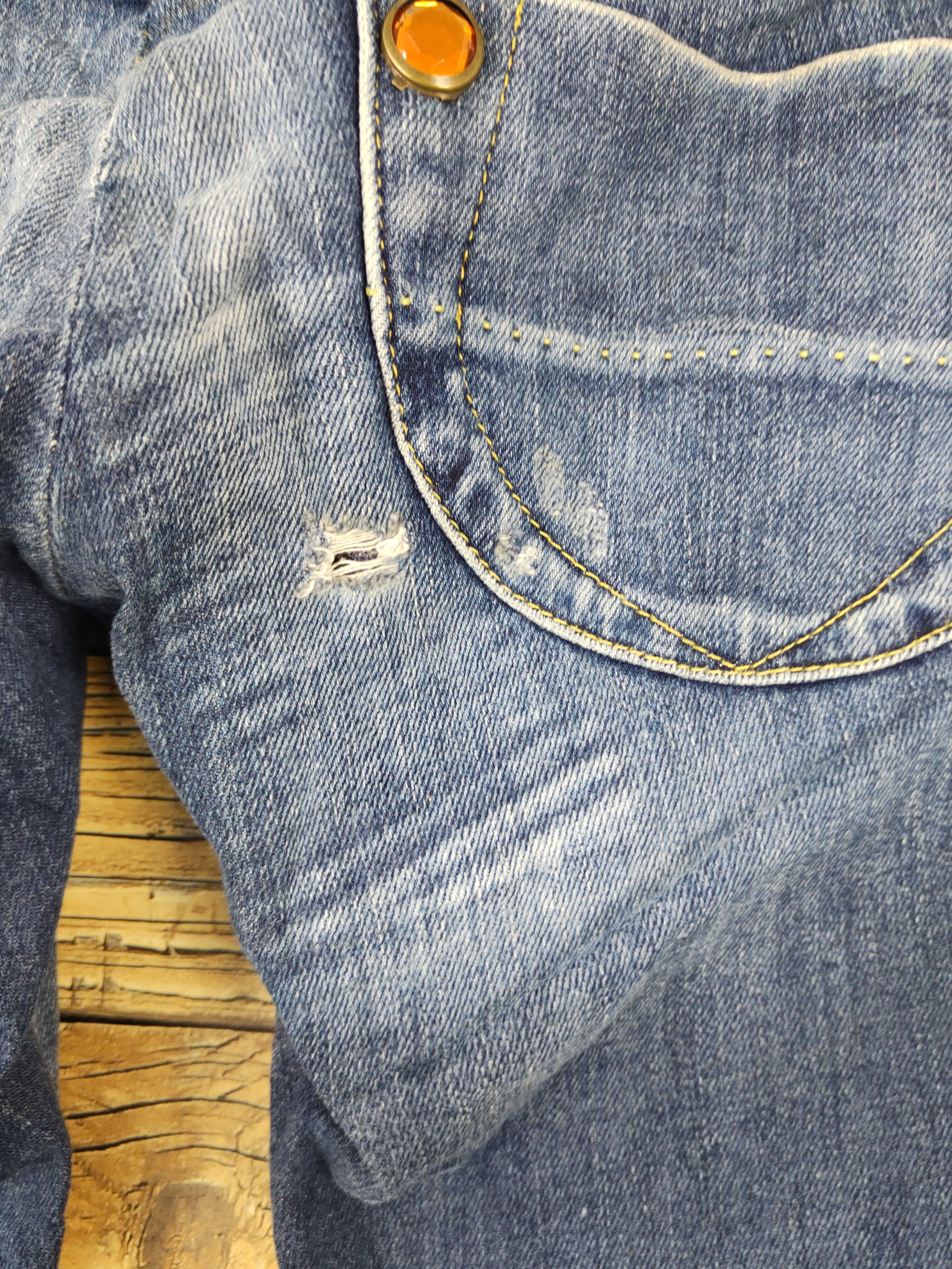 Vintage No Lita Italy Blue Distressed Ripped Jeans #W1949 Size 28" / US 6 / IT 42 - 10 Thumbnail