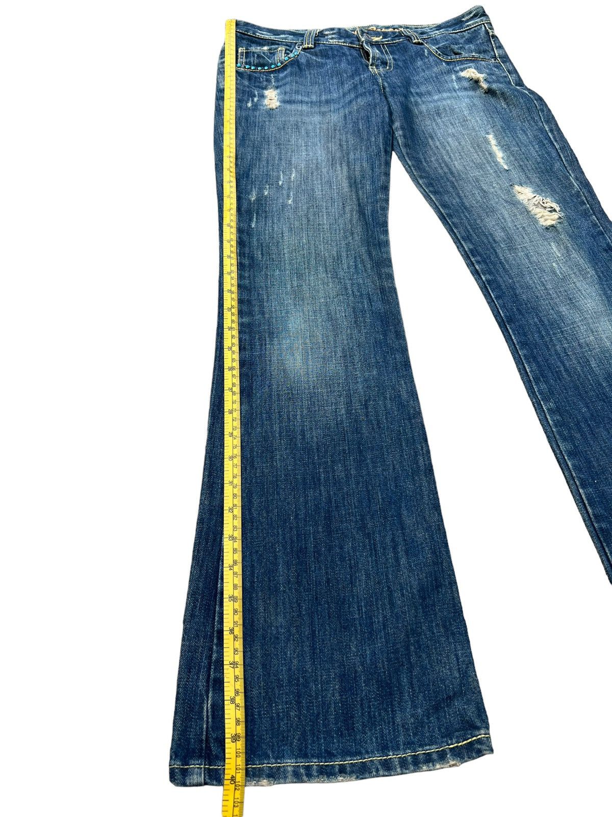 Japanese Brand Flare Jeans Flash Distressed Bootcut Lowrise Denim 32x32 Size US 32 / EU 48 - 11 Thumbnail