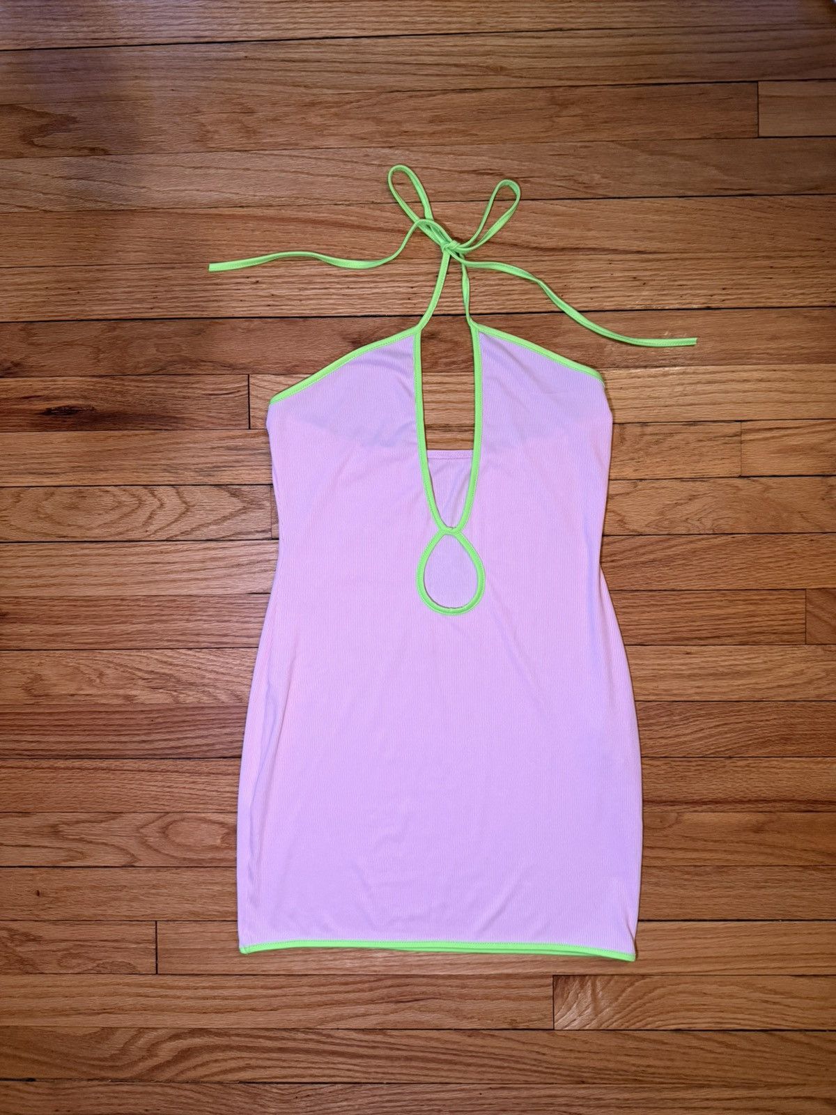 Dolls Kill Baby pink mini dress with neon trim Size L / US 10 / IT 46 - 2 Thumbnail