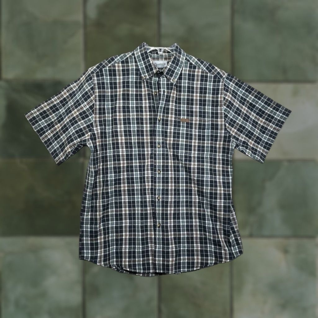 Carhartt Carhartt Plaid Button-Up Shirt Mens Large Short Sleeve Casual Blue Cotton Blend Size US L / EU 52-54 / 3 - 1 Thumbnail