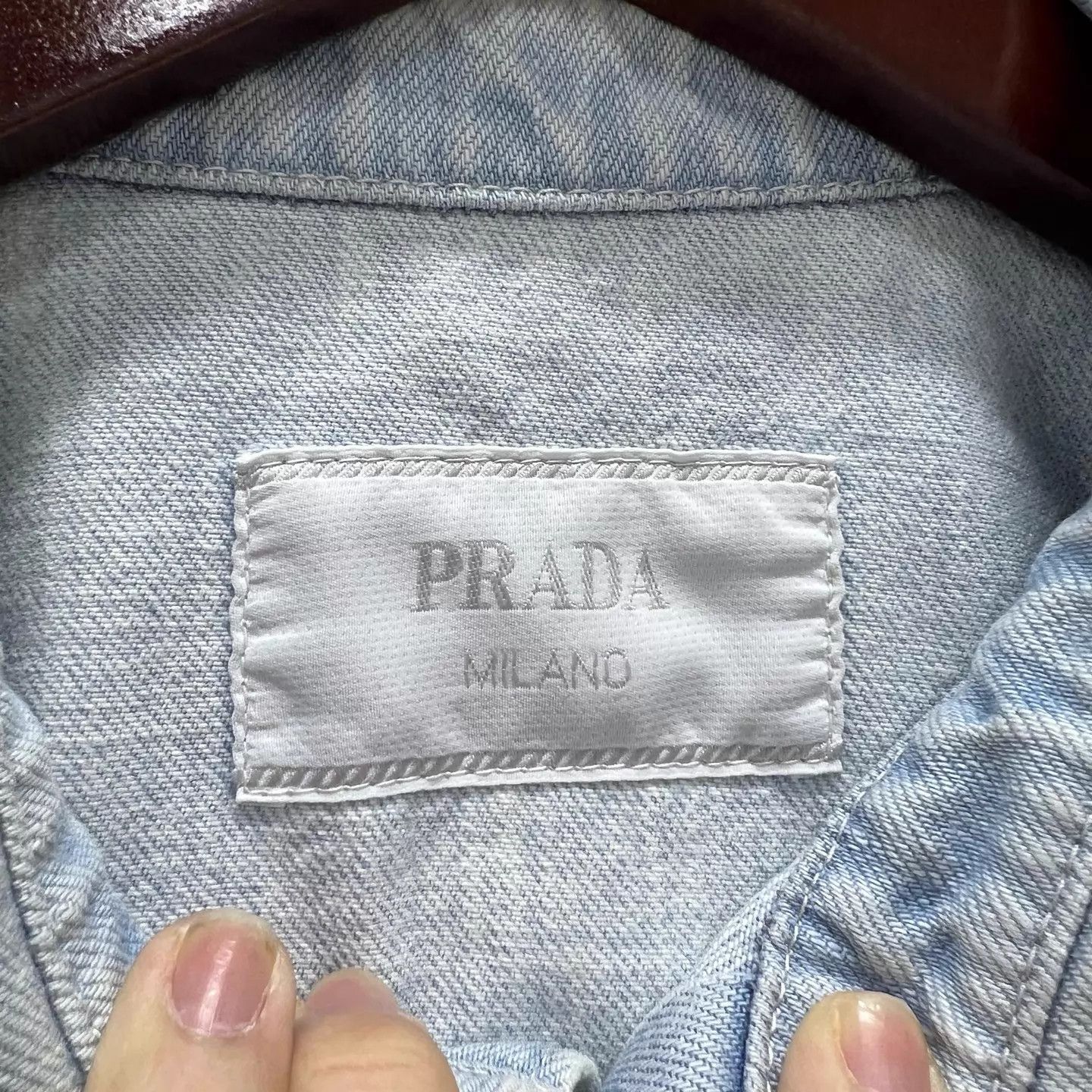 Prada Prada Short Sleeve Denim Shirt Washed Pocket Triangle M Size US M / EU 48-50 / 2 - 4 Thumbnail