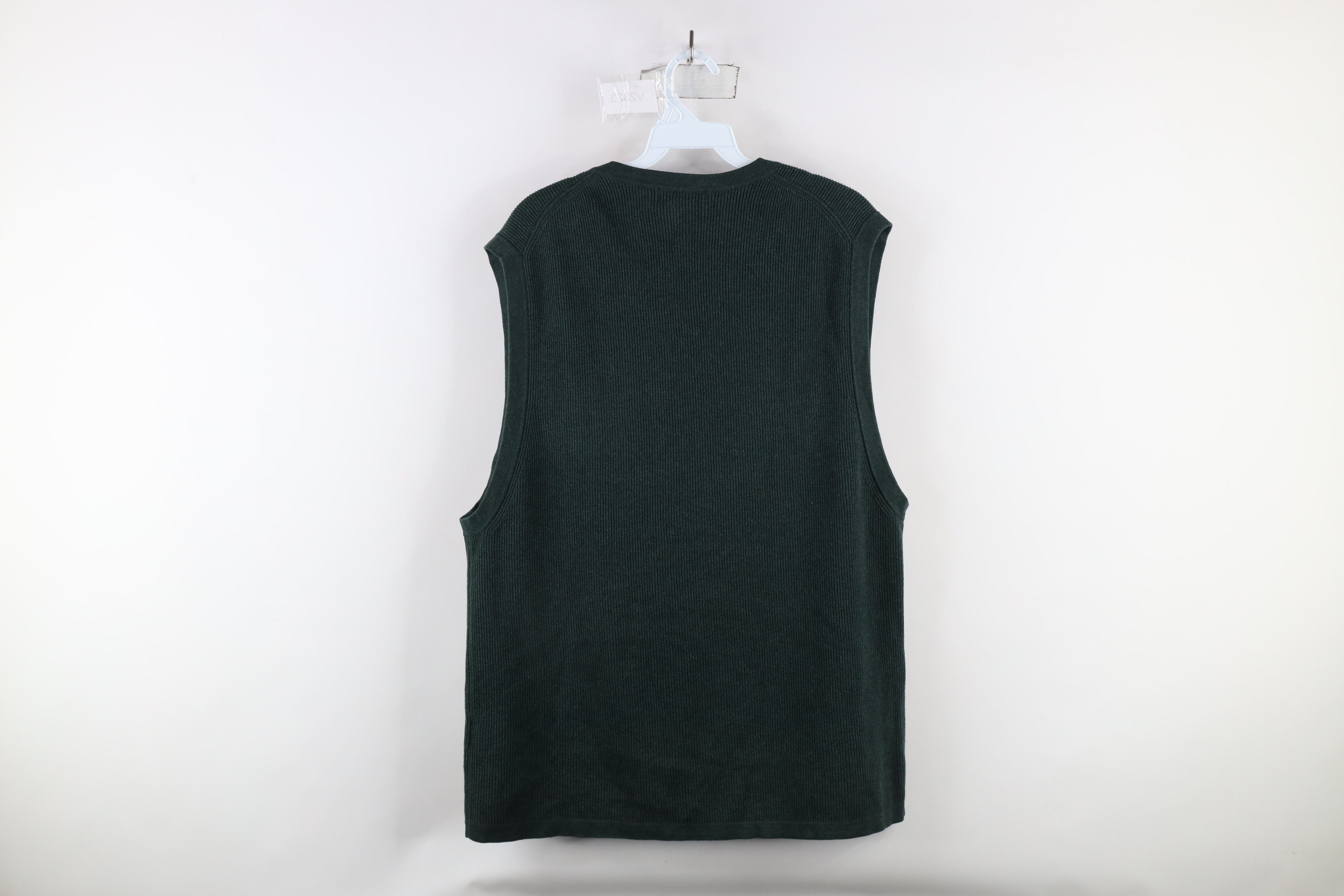 Eddie Bauer × Vintage Vintage 90s Eddie Bauer Ribbed Sweater Vest Green Cotton Size US L / EU 52-54 / 3 - 6 Thumbnail