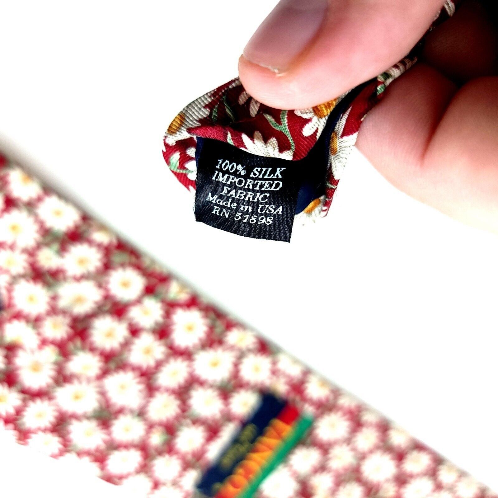 Designer Tango Max Raab Red Floral Print Short Wide Silk Tie Size ONE SIZE - 4 Thumbnail