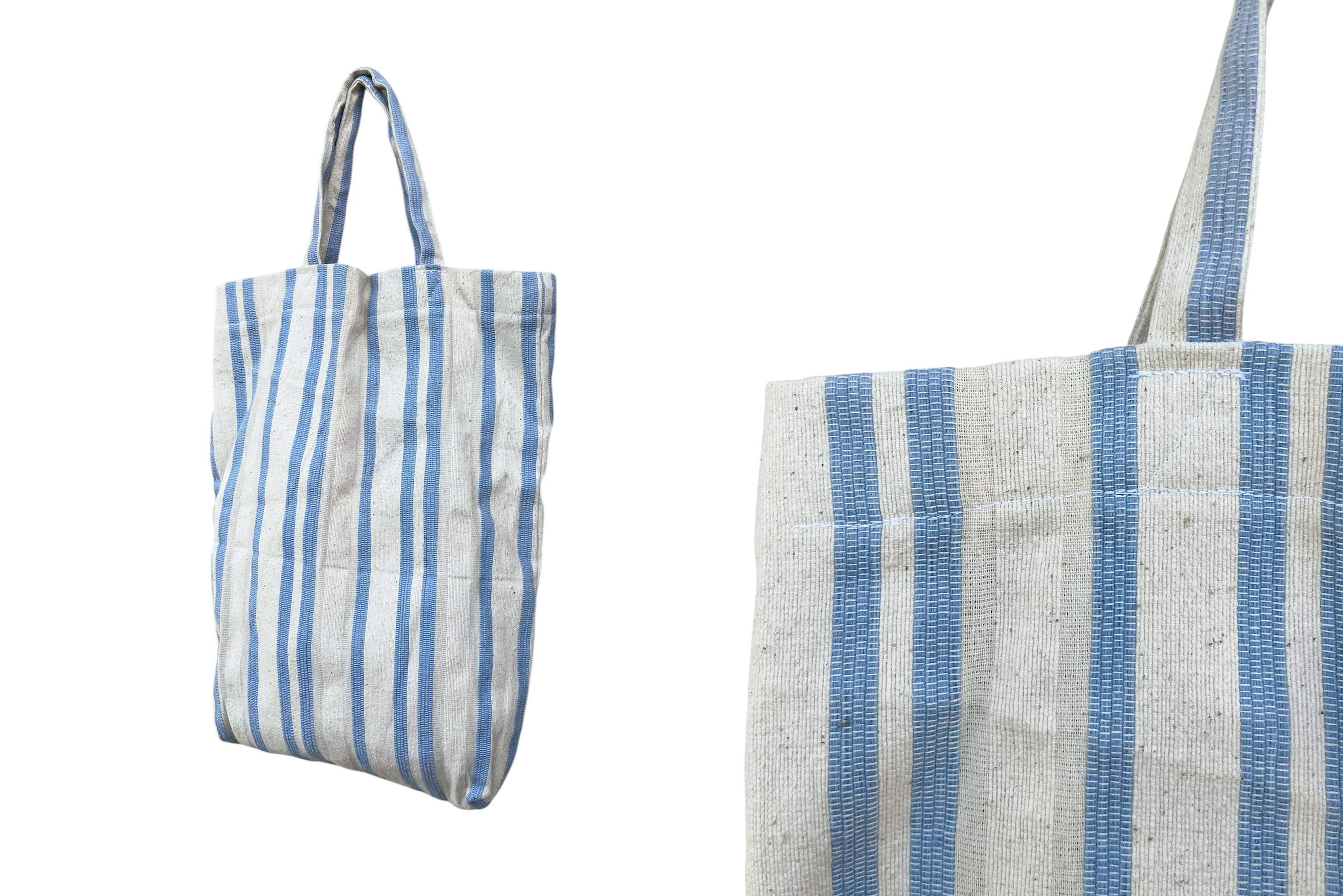 Vintage Vintage Handmade woven vertical striped Top Handle large Bag Size ONE SIZE - 2 Thumbnail