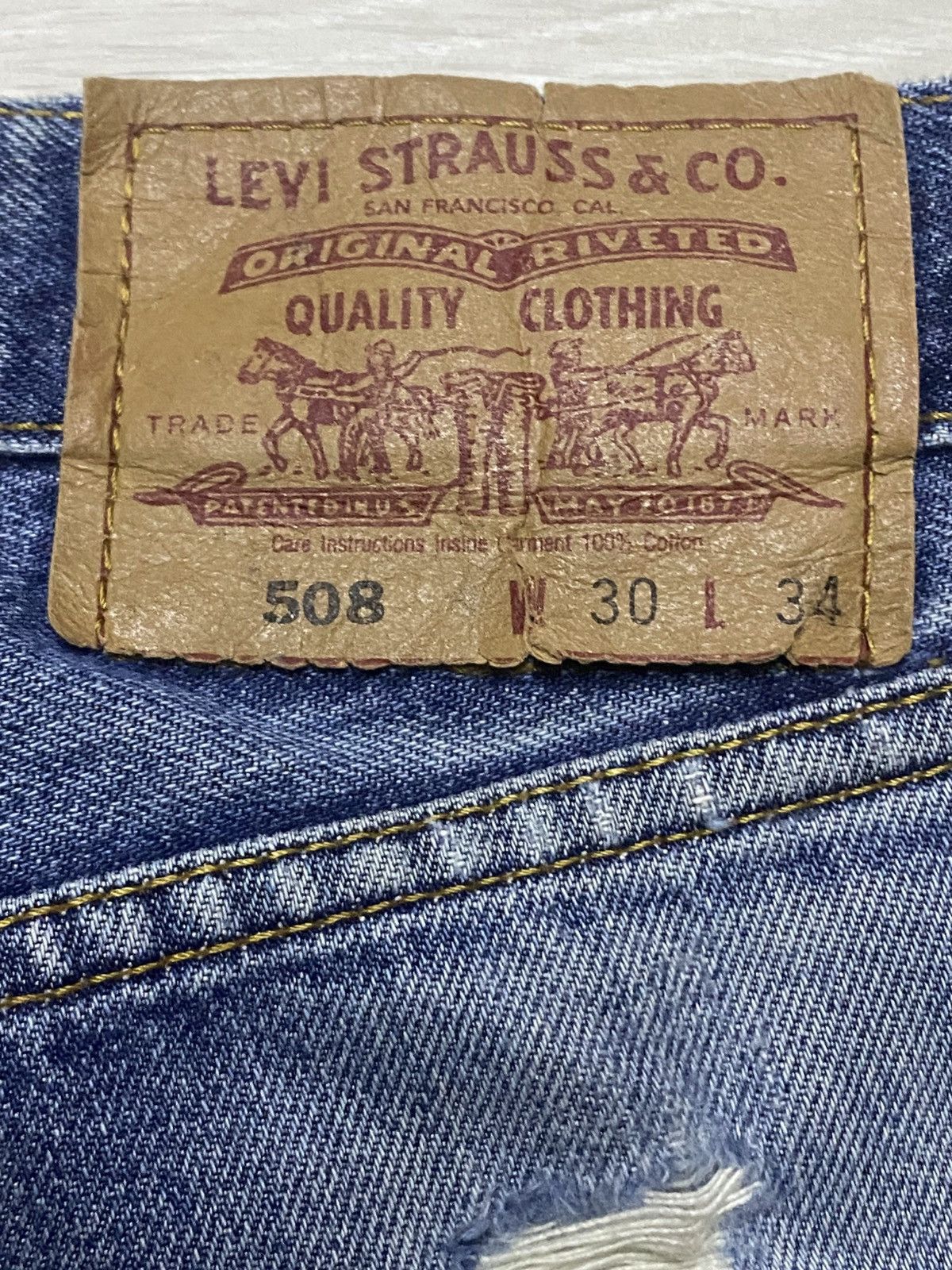 Vintagw Levis 508 90s Faded Wash Distressed Loose Jeans