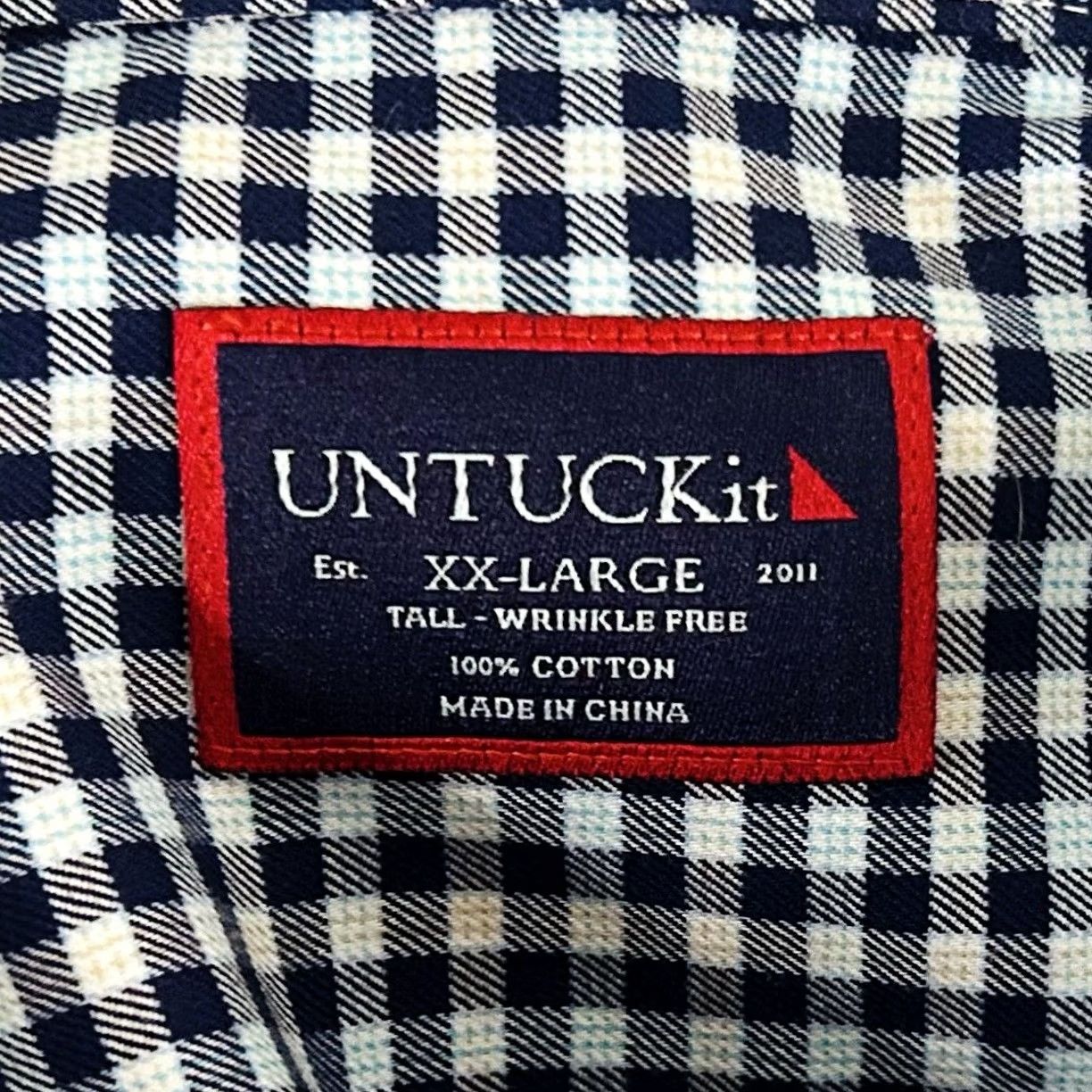 UNTUCKit UNTUCKit Button Down Shirt 2XLT Tall Wrinkle Free Blue White Plaid 100% Cotton Size US XXL / EU 58 / 5 - 3 Thumbnail