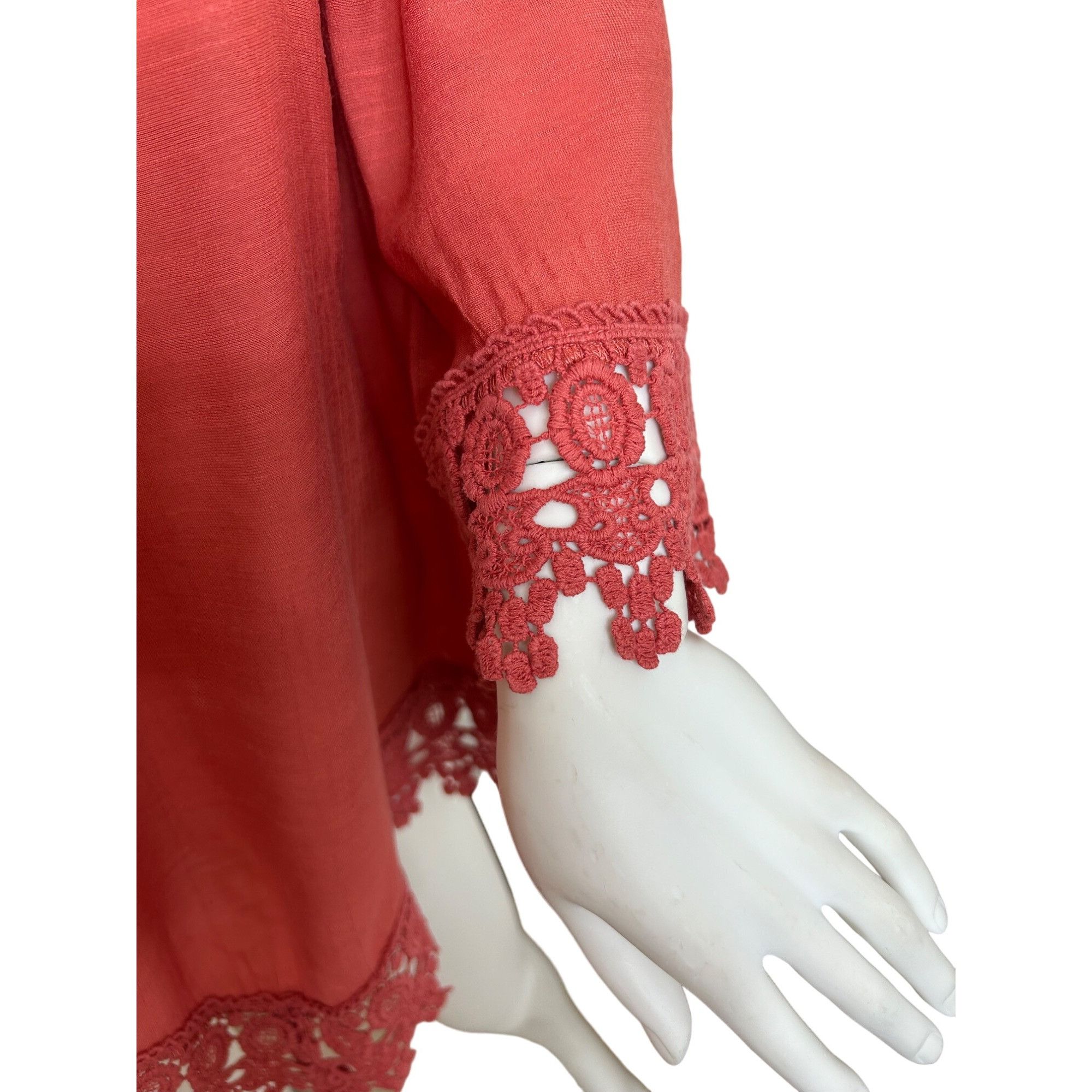 Other Westport Women’s Top Coral 1X Peasant Blouse Lace Trim Boho Size XL / US 12-14 / IT 48-50 - 8 Thumbnail