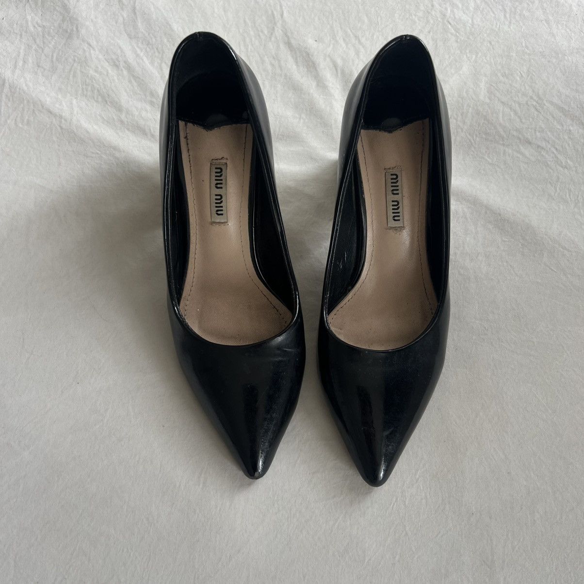 Miu Miu Miu Miu Black patent leather Swarovski crystal block heel Size US 5 / IT 35 - 2 Thumbnail