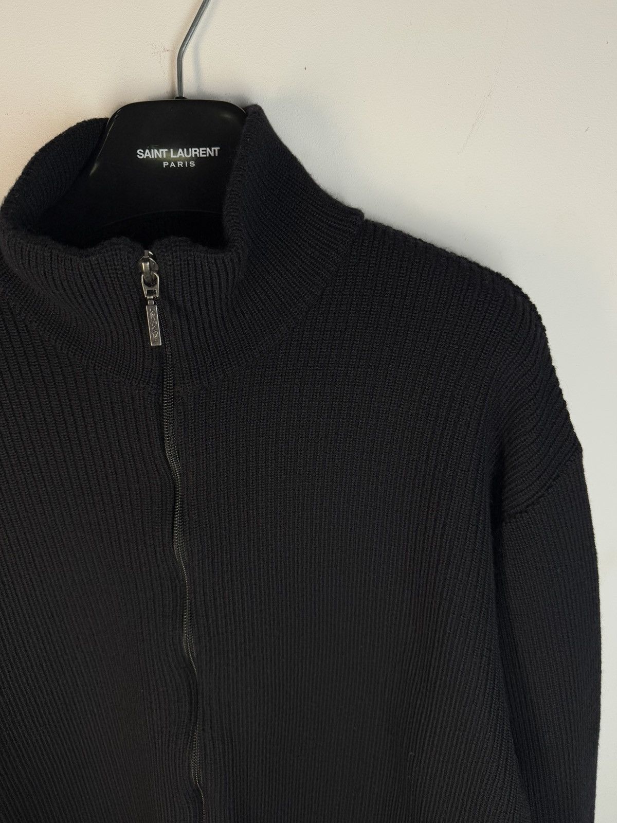 Yves Saint Laurent Black YSL Sweater Zip Knit Heavy Vintage Quarter Zip 90s Size US L / EU 52-54 / 3 - 3 Thumbnail