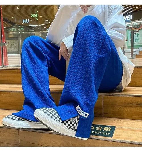 image of Vintage Street Sweatpants Fashion Loose Casual in Blue, Men's (Size 32)