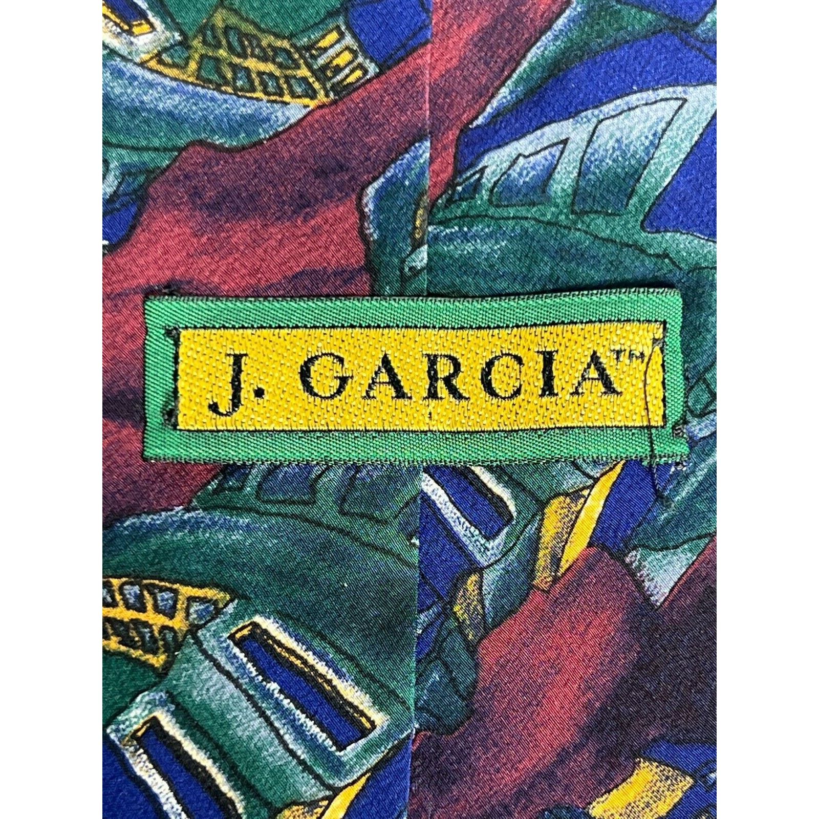 Other Jerry J Garcia Blue Red Green 100% Silk Necktie Neck Tie Size ONE SIZE - 3 Thumbnail