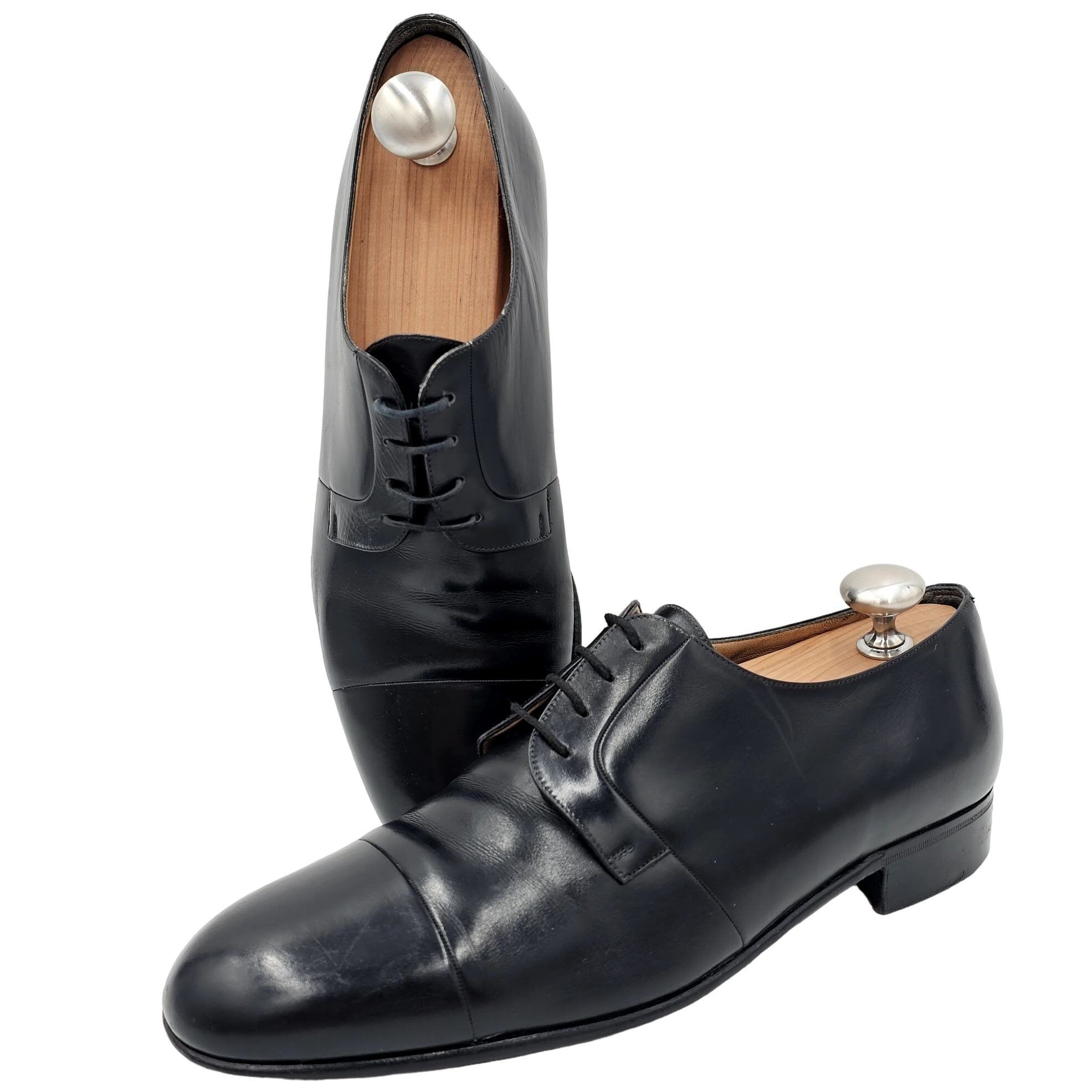 Testoni Vintage A. Testoni Men's 8 Italian Black Calf Leather Dress Size US 8 / EU 41 - 11 Thumbnail