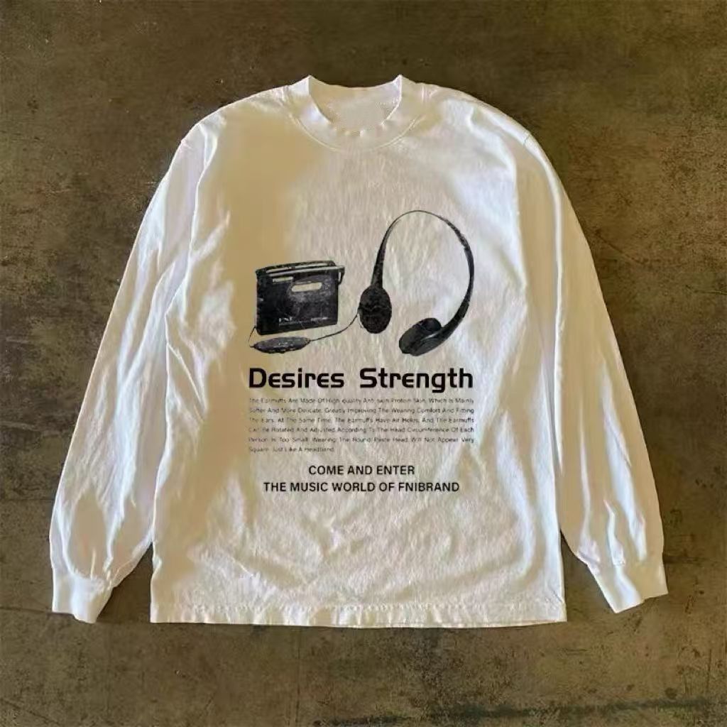 Japanese Brand White retro headphone CD print long-sleeved t-shirt Size US M / EU 48-50 / 2 - 1 Thumbnail