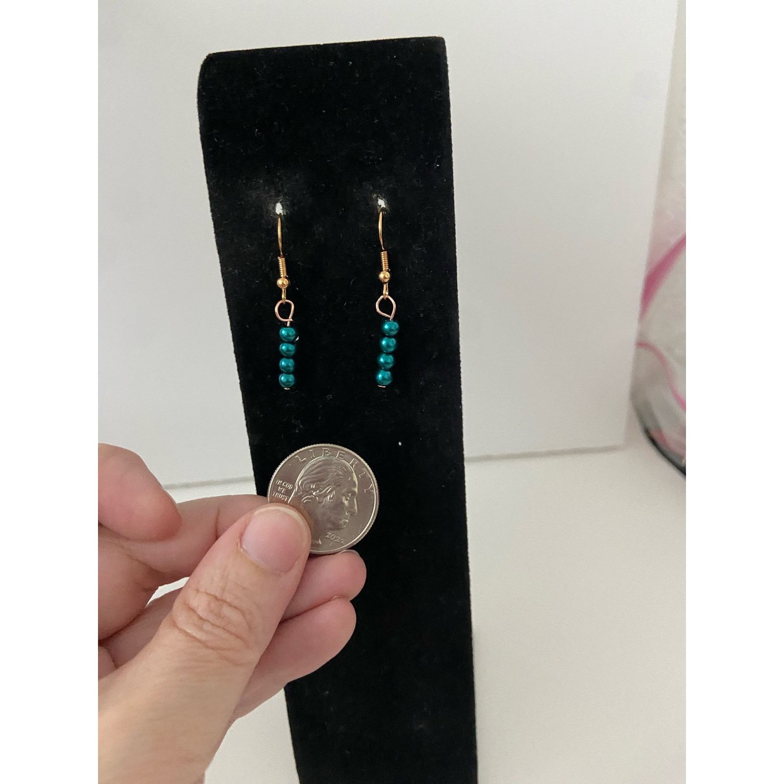 Handmade green bead earrings Size ONE SIZE - 2 Thumbnail