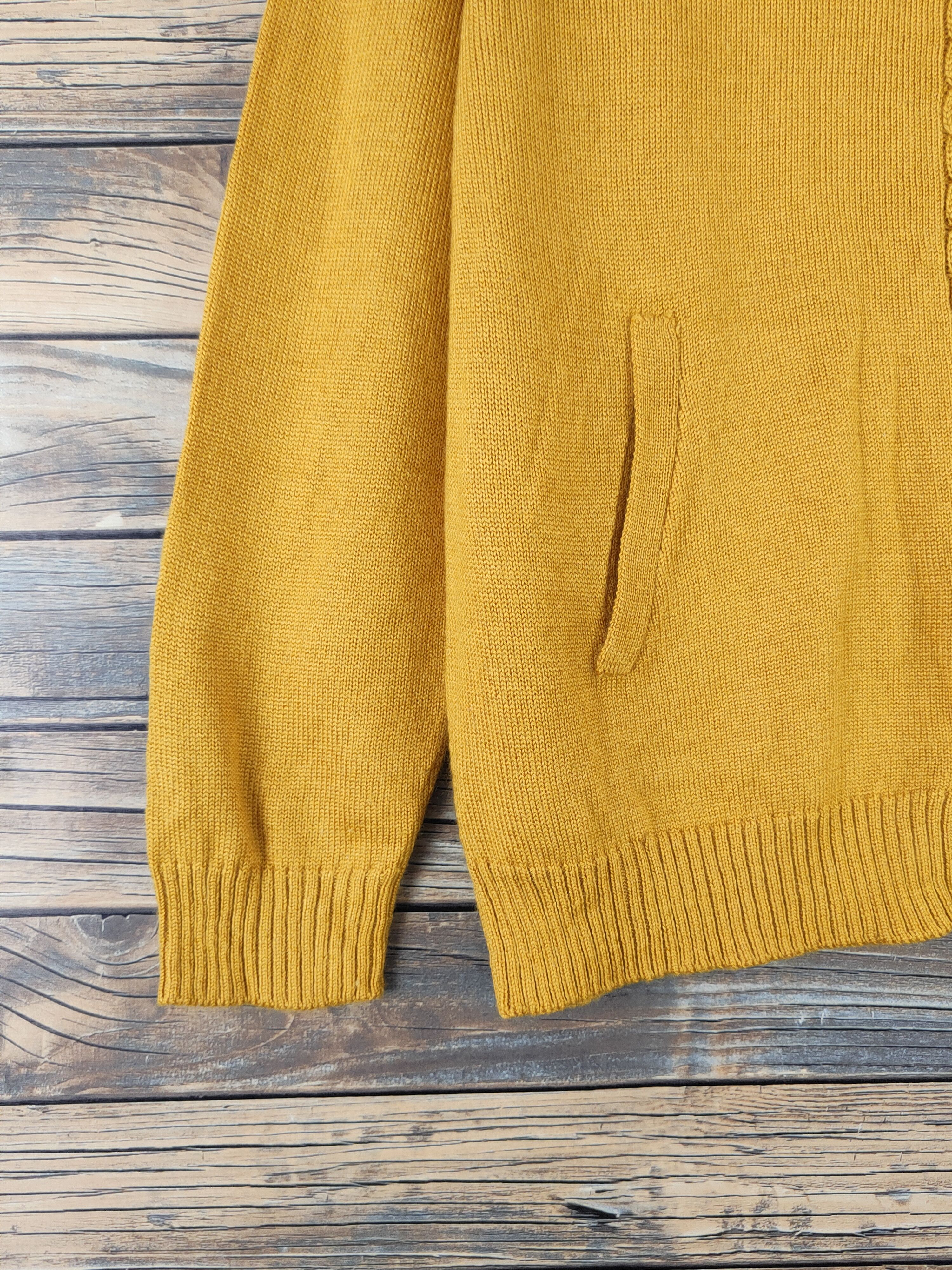 Homespun Knitwear Decoy Mustard Knitwear riped Hoodie Cardigan#W2125 Size L / US 10 / IT 46 - 4 Thumbnail