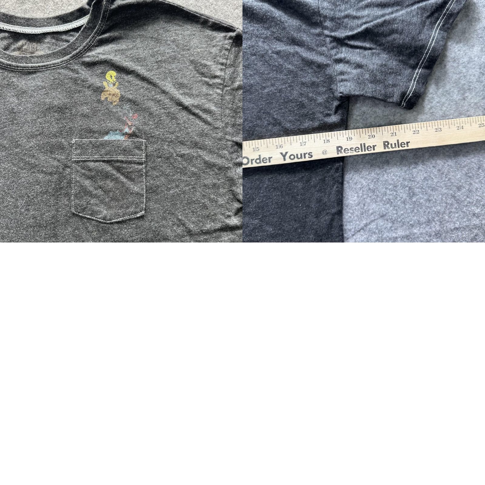 Vintage Looney Tunes Shirt Pocket Graphic Tee Cartoon Tweety Bugs Bunny XL Gray Mens Size US XL / EU 56 / 4 - 8 Thumbnail