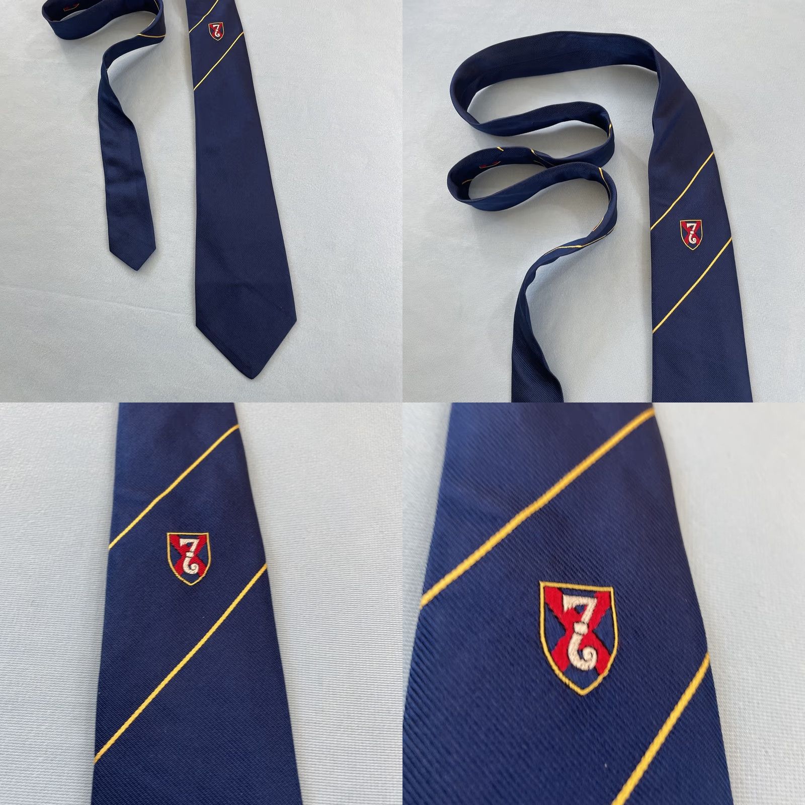 Vintage Kane Tie Vintage England Silk Necktie Lucky Number 7 Woven Macclesfield Blue 3x57 Size ONE SIZE - 8 Thumbnail