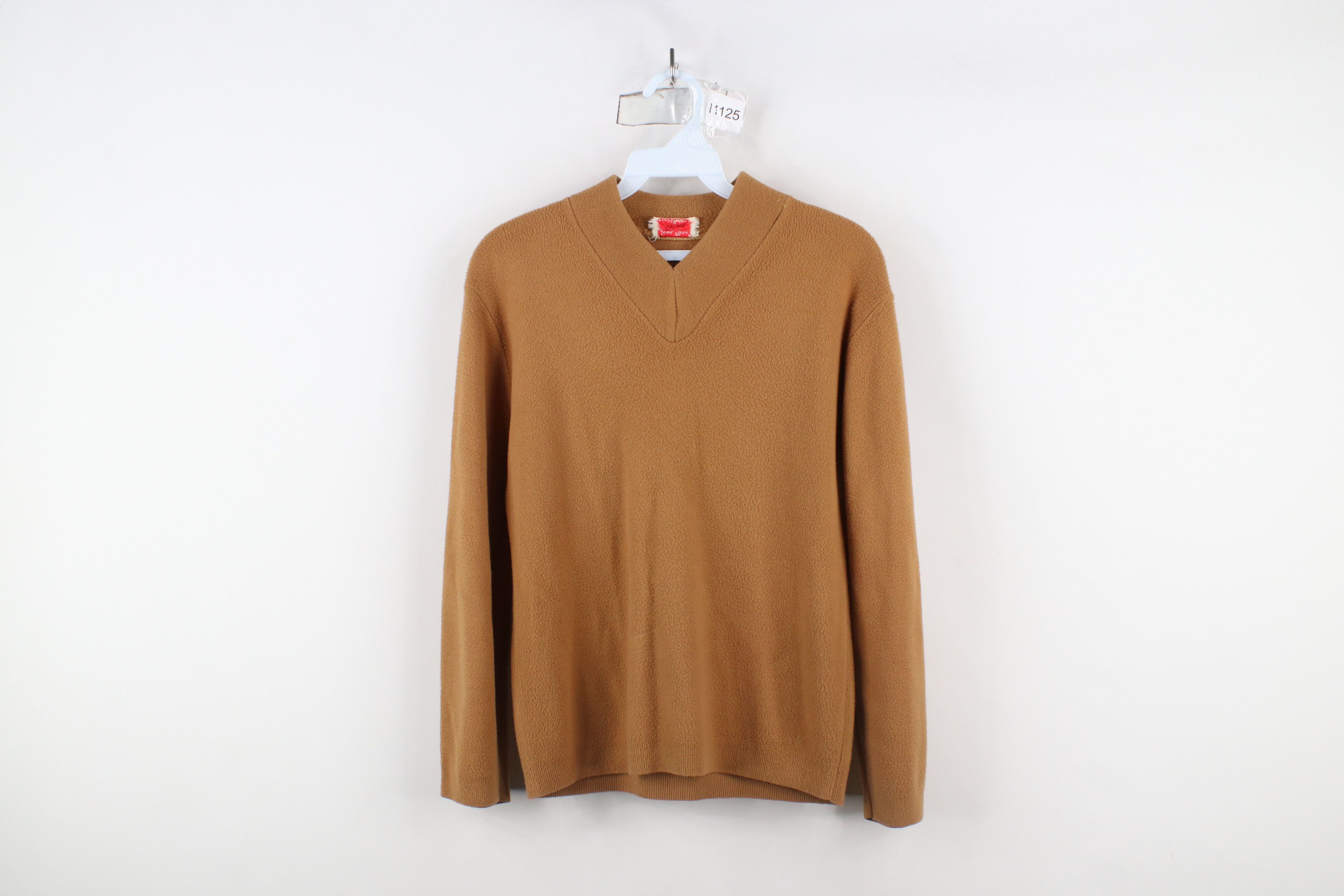 Vintage Vintage 70s Streetwear Blank Velour Fleece Sweater Brown Size S / US 4 / IT 40 - 1 Thumbnail