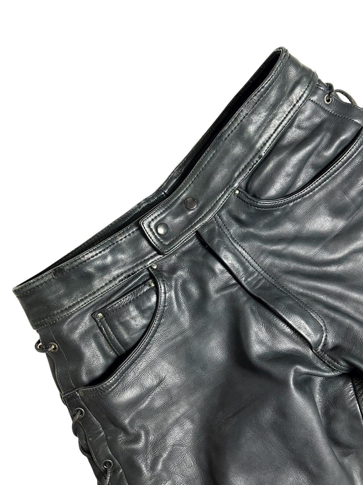 Vintage Vintage moto biker leather pants Size US 33 - 4 Thumbnail