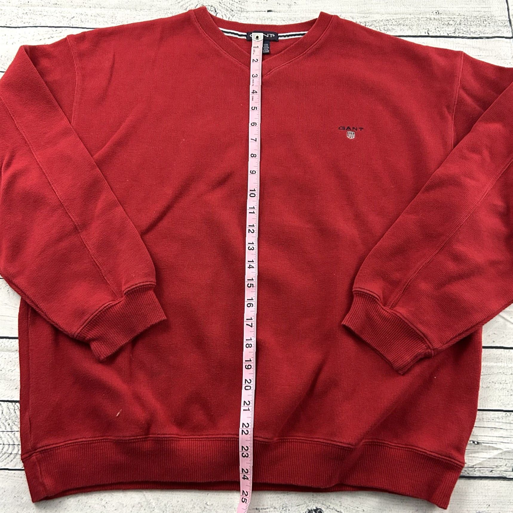 Gant GANT Pullover Sweater V-Neck Men L Red Size US L / EU 52-54 / 3 - 4 Thumbnail