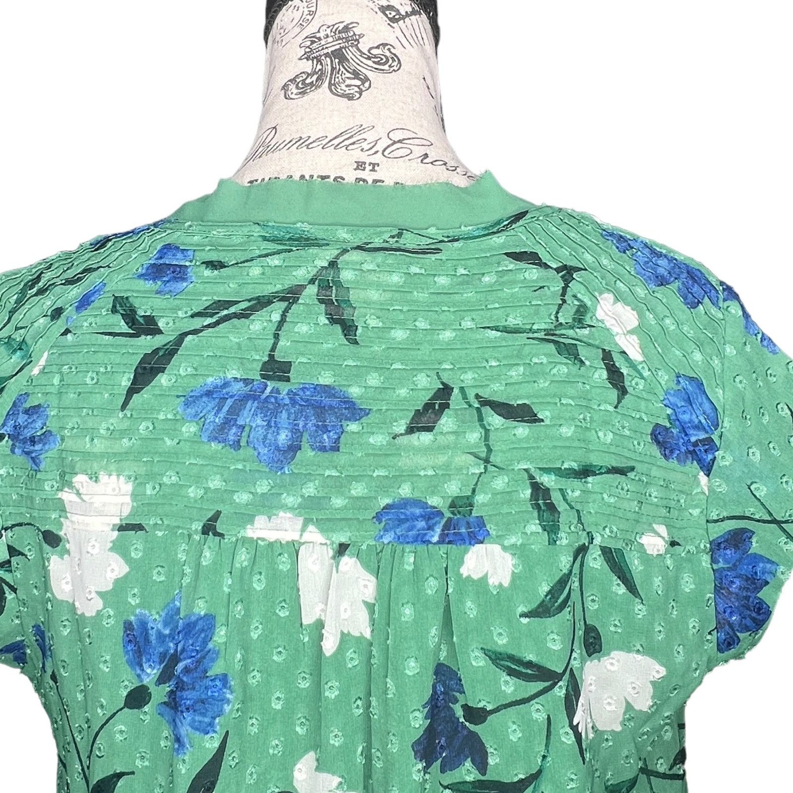 Other Green Raw Collar Blouse - Stitch Fix Fully Lined Floral Top Size S / US 4 / IT 40 - 9 Thumbnail