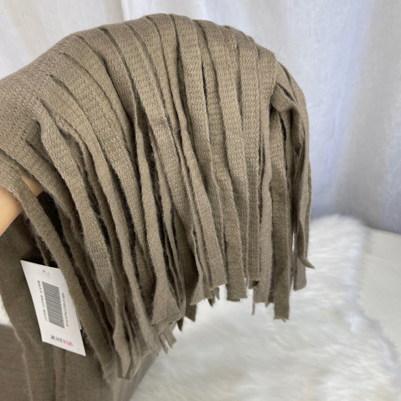Other Light Brown Taupe Knit Fringe Scarf Soft Cozy Minimalist NWT Size ONE SIZE - 11 Thumbnail