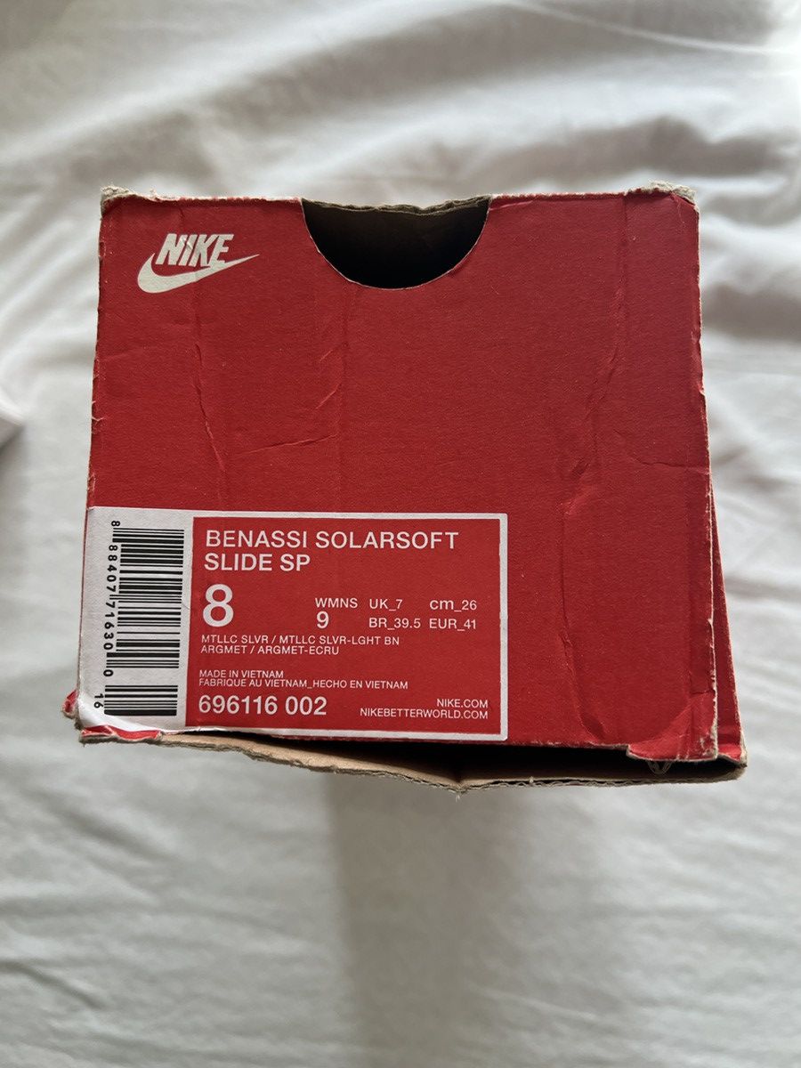 Nike NIKE Men's Size 8 BENASSI SOLARSOFT SLIDE SP SILVER 2014 Size US 8 / EU 41 - 2 Thumbnail