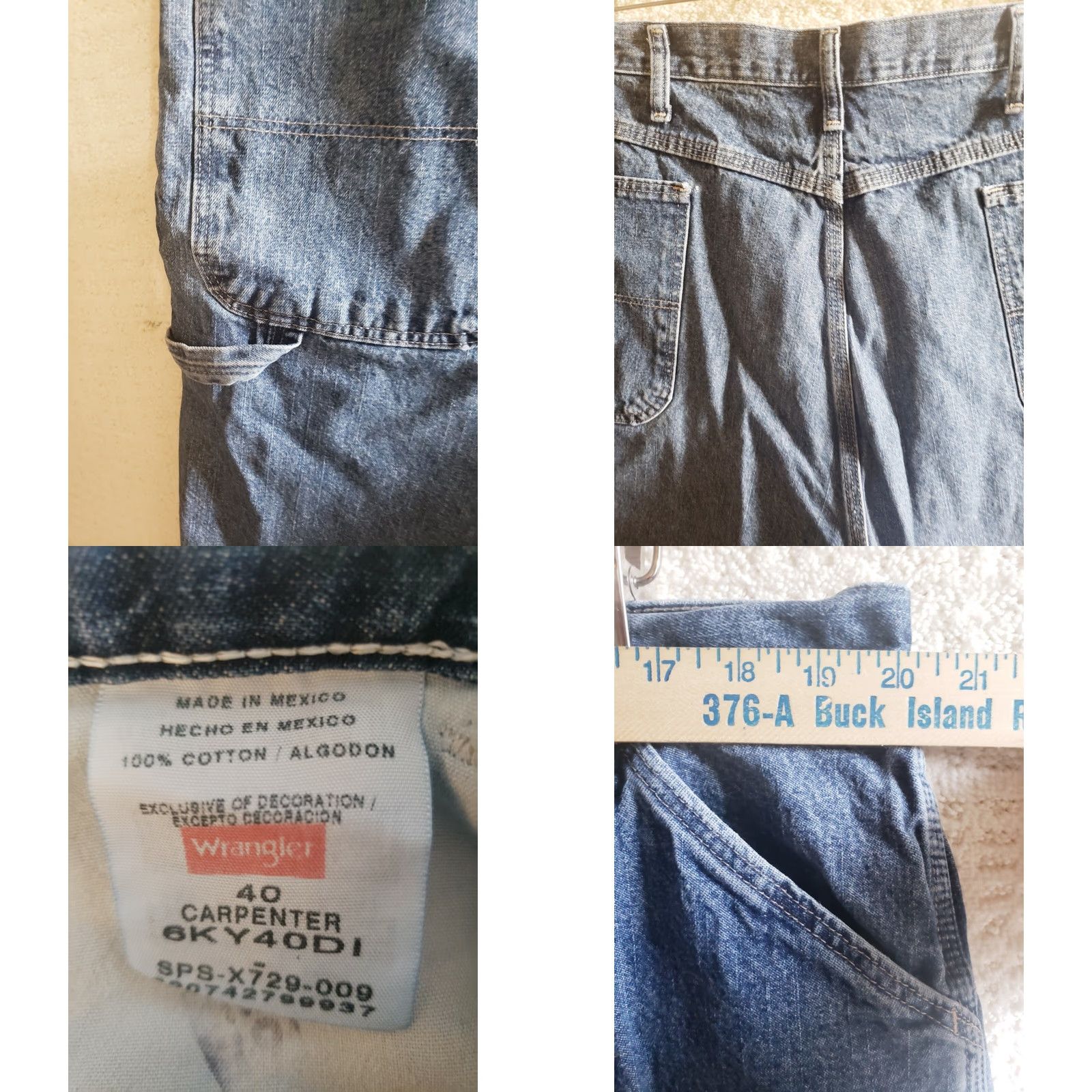 Wrangler Wrangler Men's Denim Carpenter Shorts Hammer Loop Pockets Blue 40W 10L Regular Inseam 10 High Rise Workwear Casual Outdoor 40W Mens Size US 40 / EU 56 - 8 Thumbnail