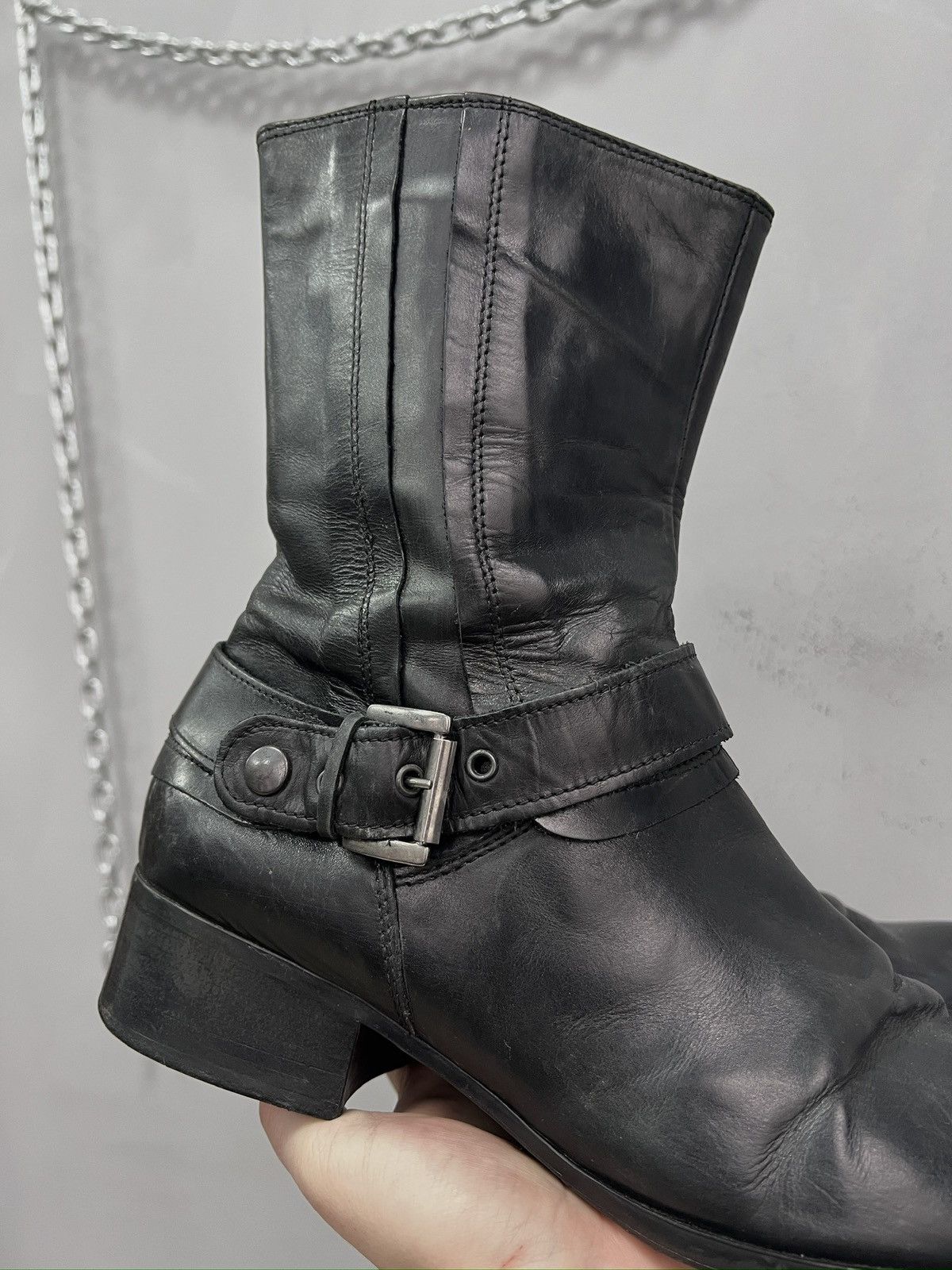 Harley Davidson Hedi slimane style leather moto boots ankle japanese y2k Size US 8 / EU 41 - 3 Thumbnail