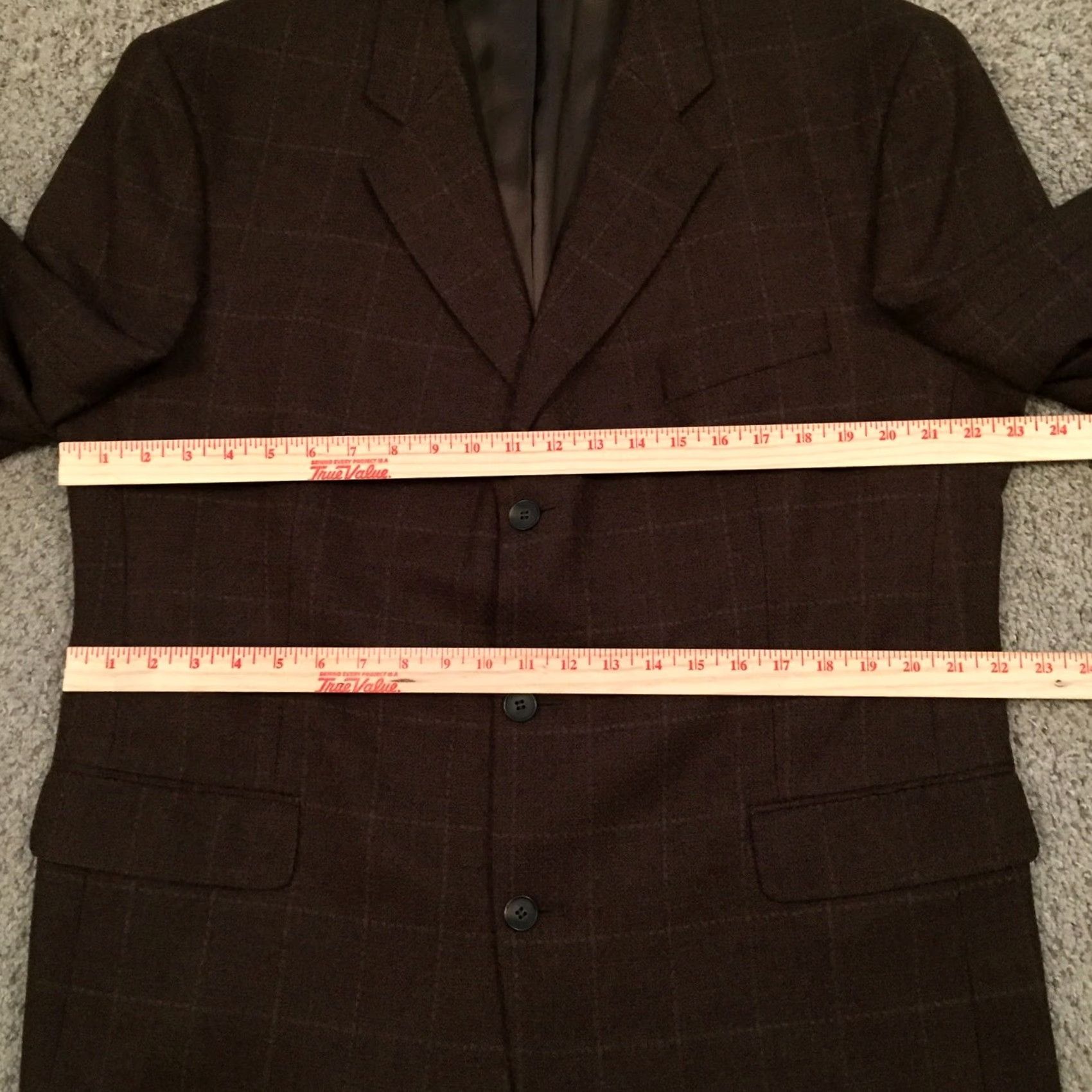 Stafford Stafford Mens Sport Coat Brown Check Wool 3-Button Single-Breasted Regular 44 Jacket Blazer, Notch Lapel, 2 Piece, Business, Wool, Size 44, Adult Mens Size 44R - 4 Thumbnail