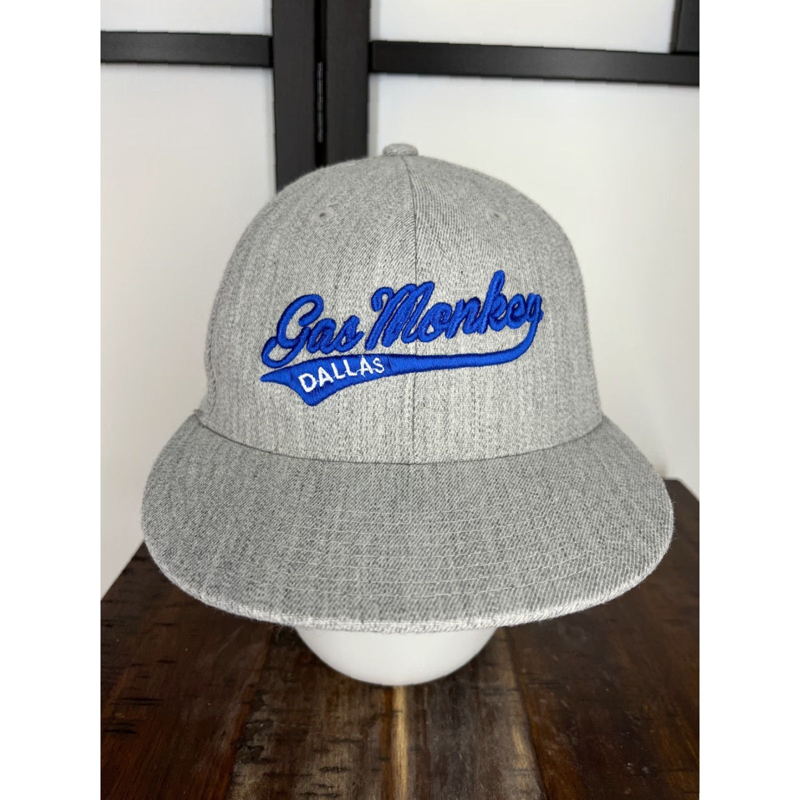 GAS Gas Monkey Garage Hat Cap Fitted Adult 7 1/4 Gray Embroidered Stretch Wool Blend Baseball Cap Mens Size ONE SIZE - 2 Thumbnail